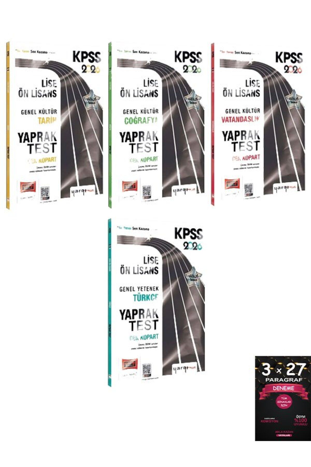 Anla Kazan Yayınları Yargı 2026 KPSS Lise Ön Lisans Türkçe + Tarih + Coğrafya + Vatandaşlık Yaprak Test 4 lü Set