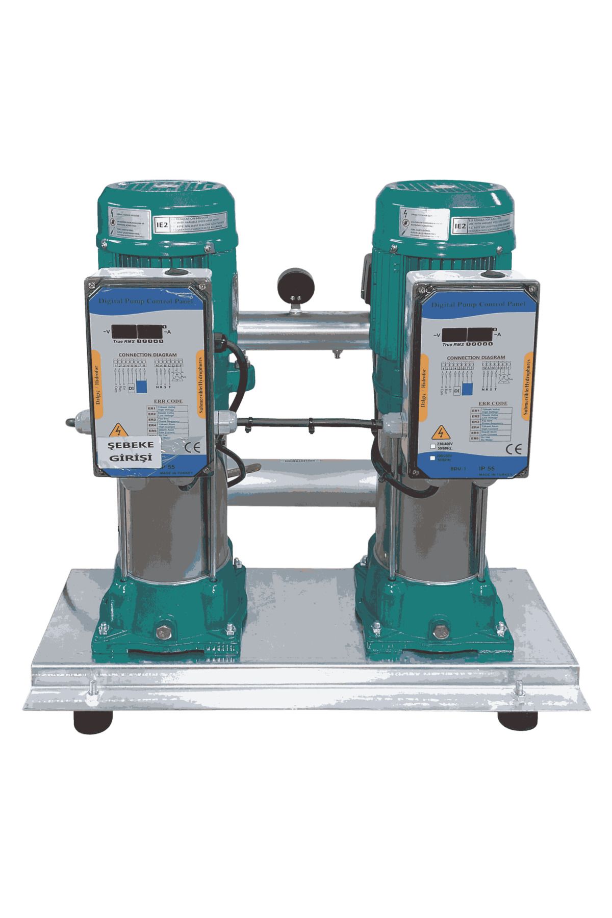 logipump Varan HMC145x2 HID Paslanmaz Çift Pompalı Hidrofor 3,3 HP / 2.5 kW, Trifaze 380 V, 103 Mss, 16 m3/h