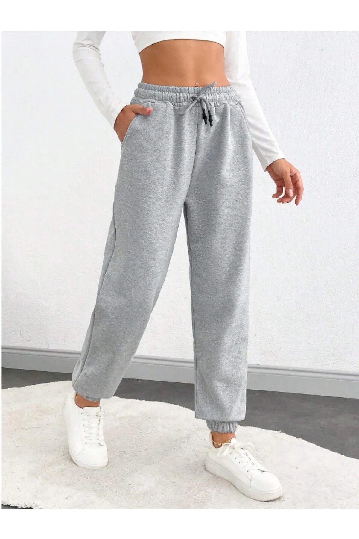 FİTGO Kadın Sportswear Gri Eşofman Altı