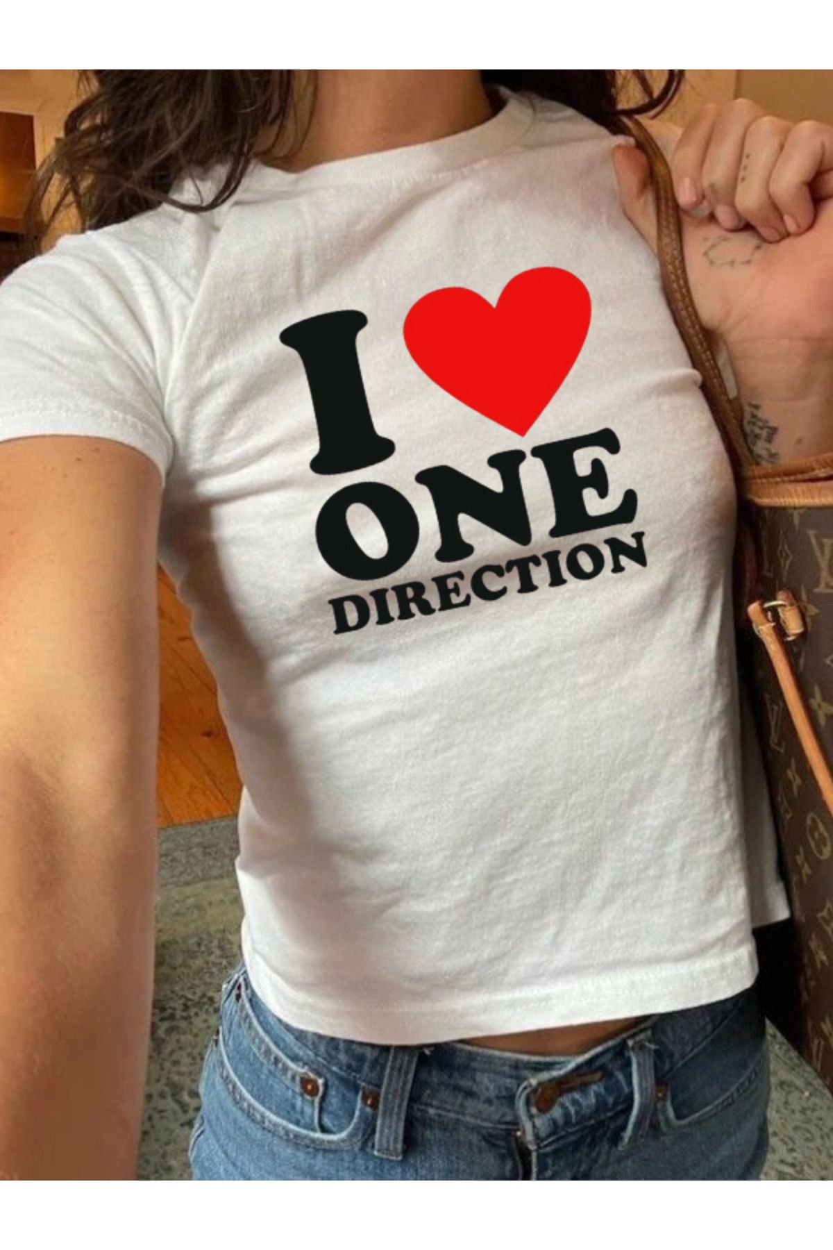 DEEFWEAR DREICH I LOVE ONE DIRECTION BASKILI BEYAZ CROP