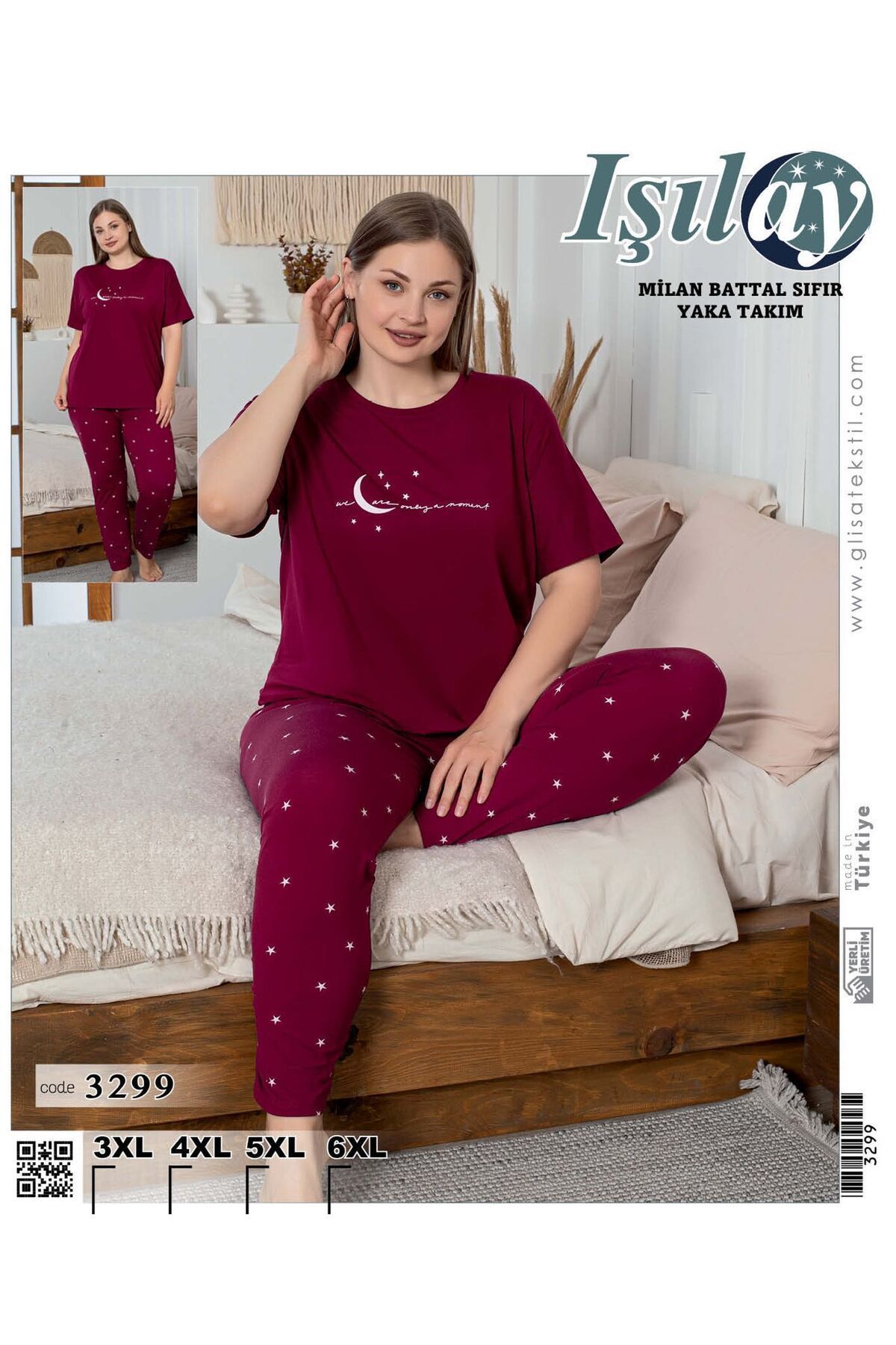 Işılay Milan Kumaş Yüksek Piremium Kalite Büyük beden Sıfır Yaka Battal Kısa Kollu Pijama Takımı