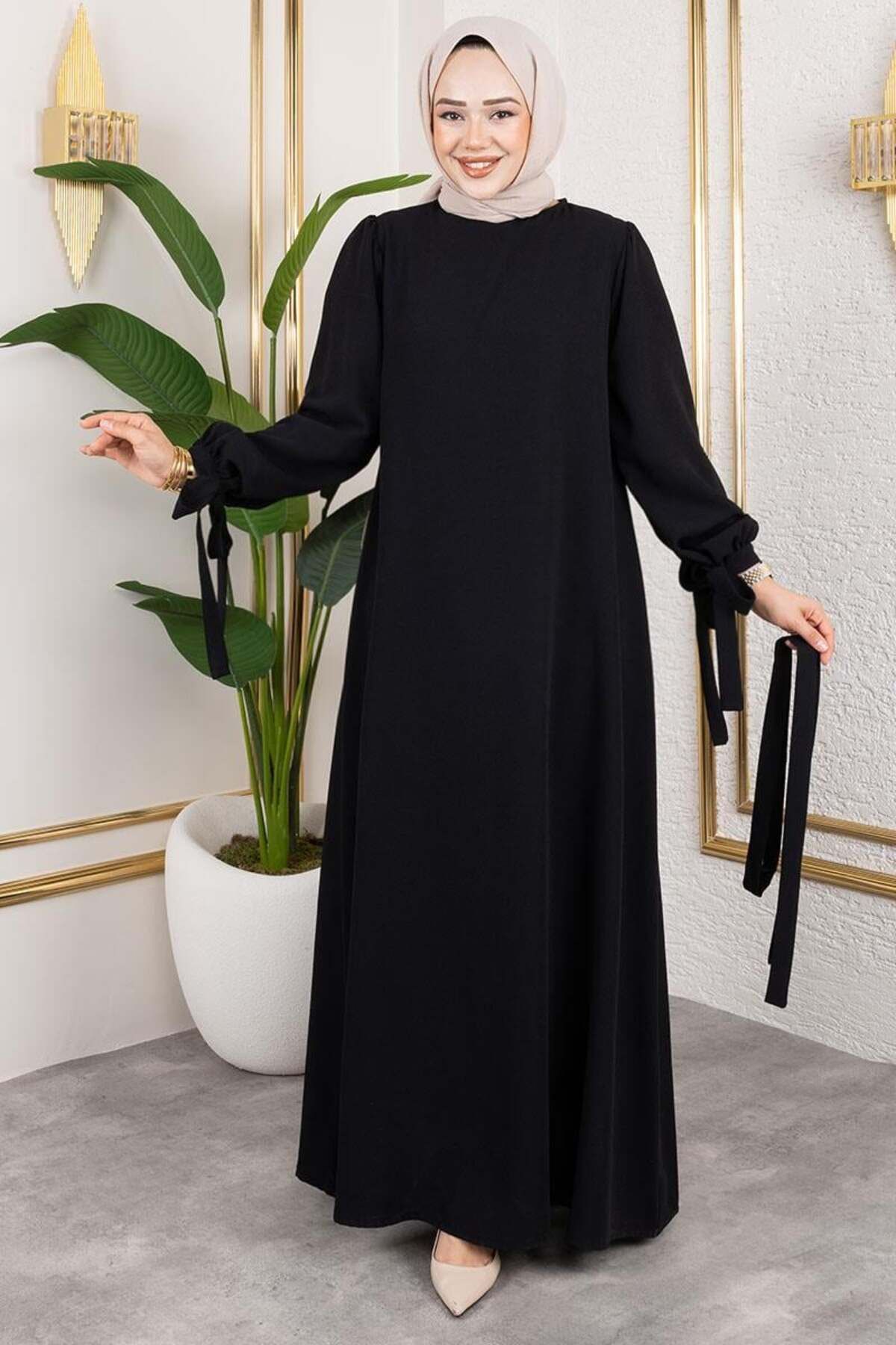 Mec Fashion Manşeti Bağcıklı Tesettür Elbise