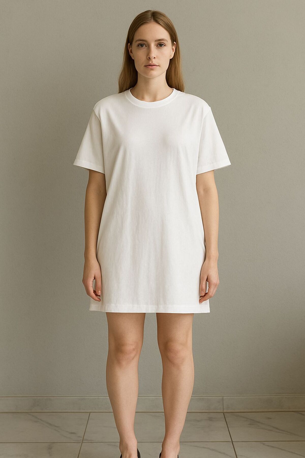 ELONİ KADIN OVERSIZE DİZ ÜSTÜ SALAŞ T-SHİRT