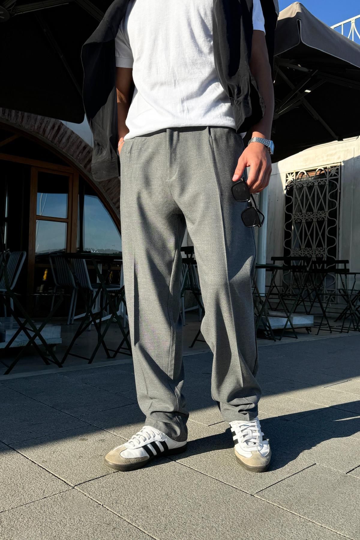 Flaw Wear Relax Fit Basic Gri Kumaş Pantolon
