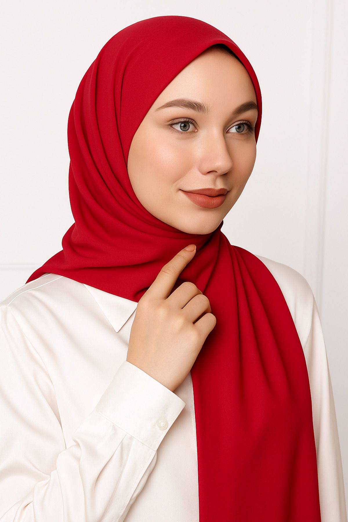SEEMA Kırmızı Janjan Şifon Şal