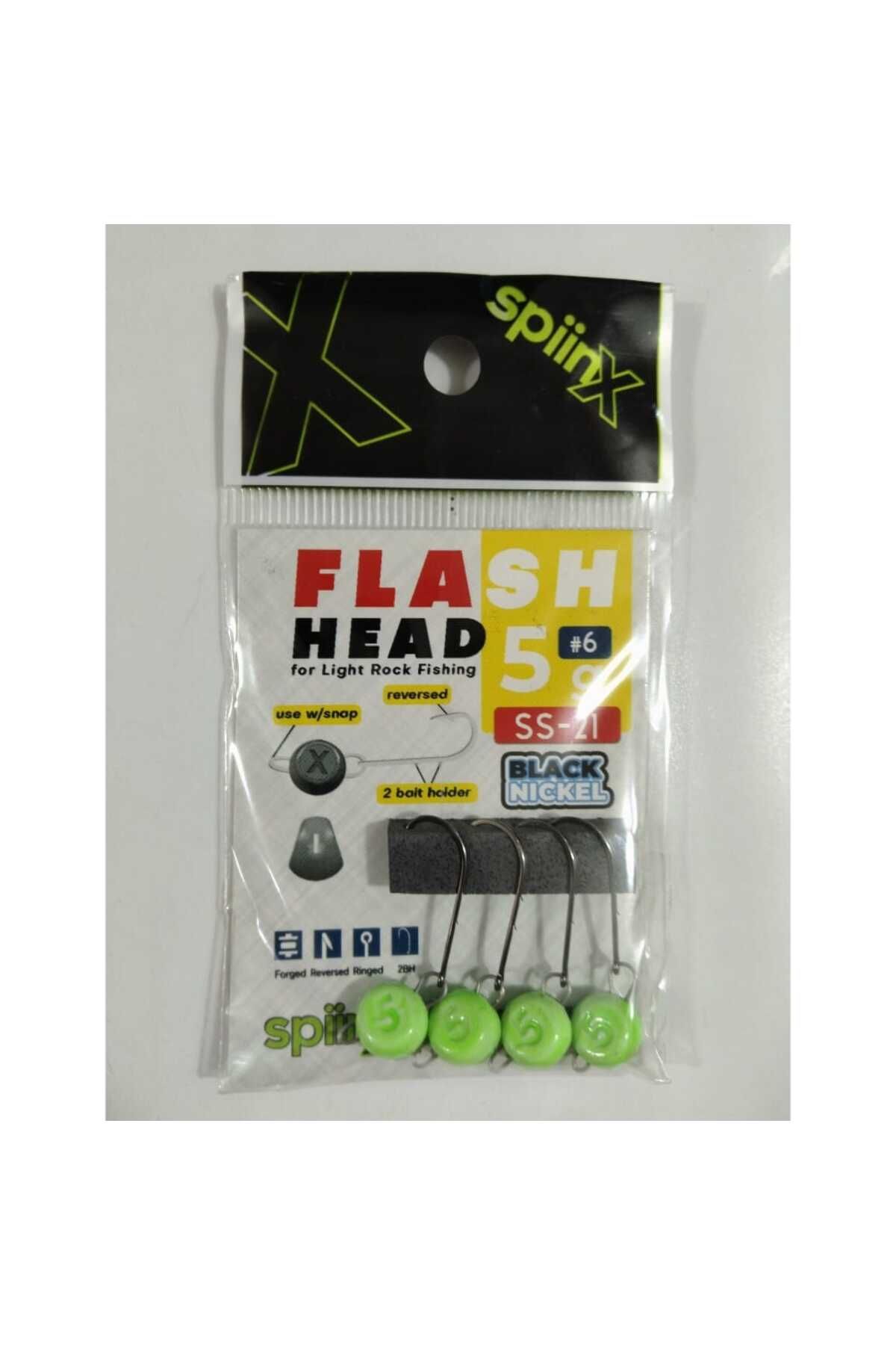SpiinX FLASH HEAD JIGHEAD UV YEŞİL 5 GR - 4 PCS