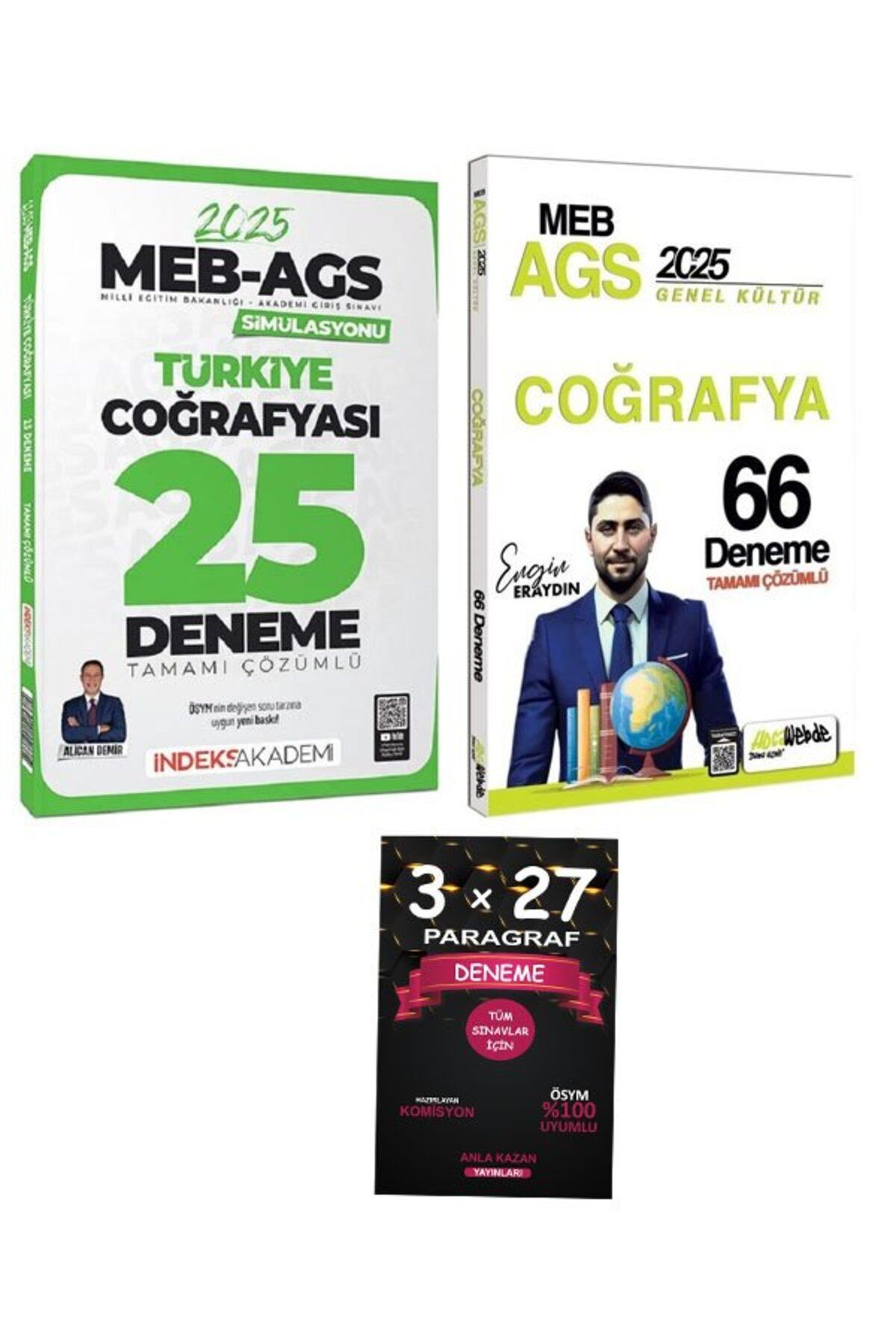 Anla Kazan Yayınları HocaWebde + İndeks 2025 MEB-AGS Türkiye Coğrafyası 66+25 Deneme 2 li Set +Anla KAzan PAragraf