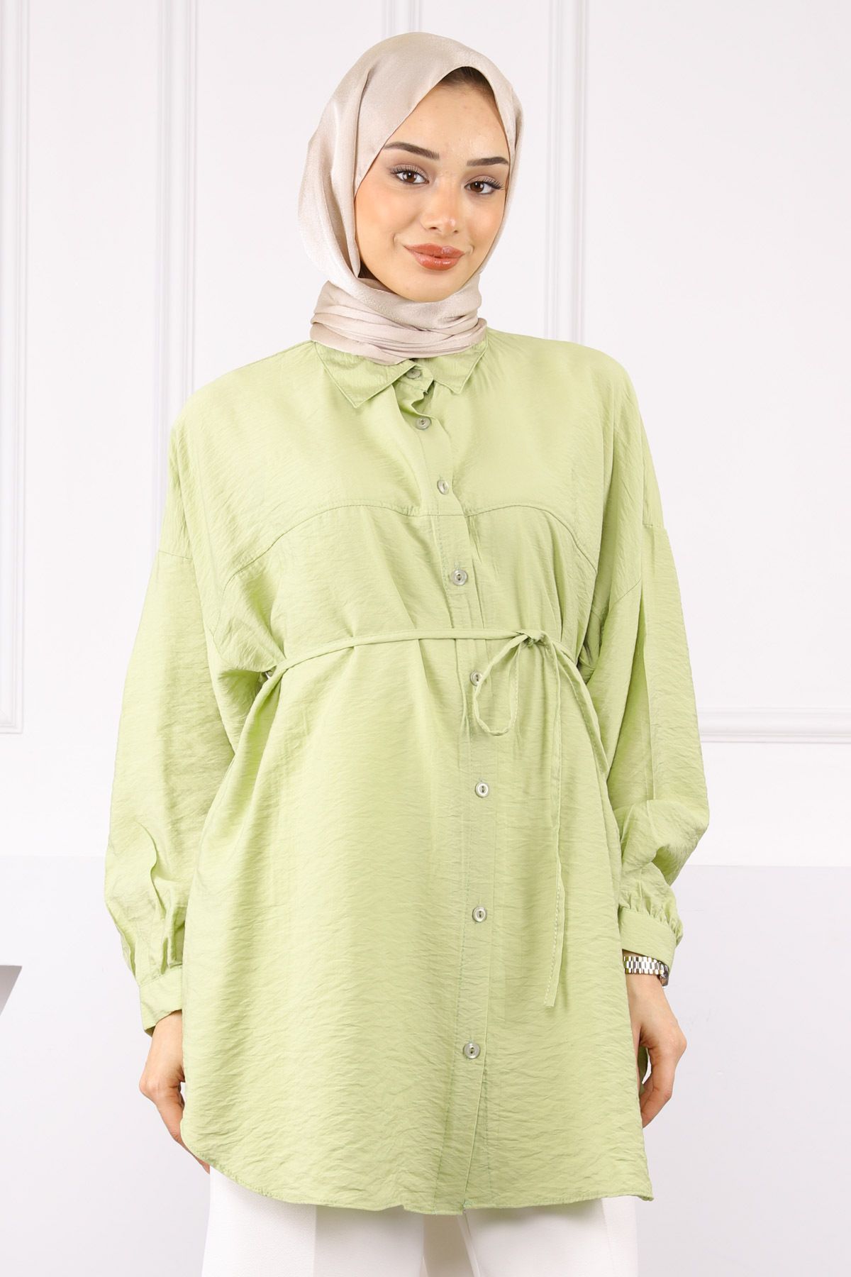 İmajButik Haki Beli İp Detaylı Tunik