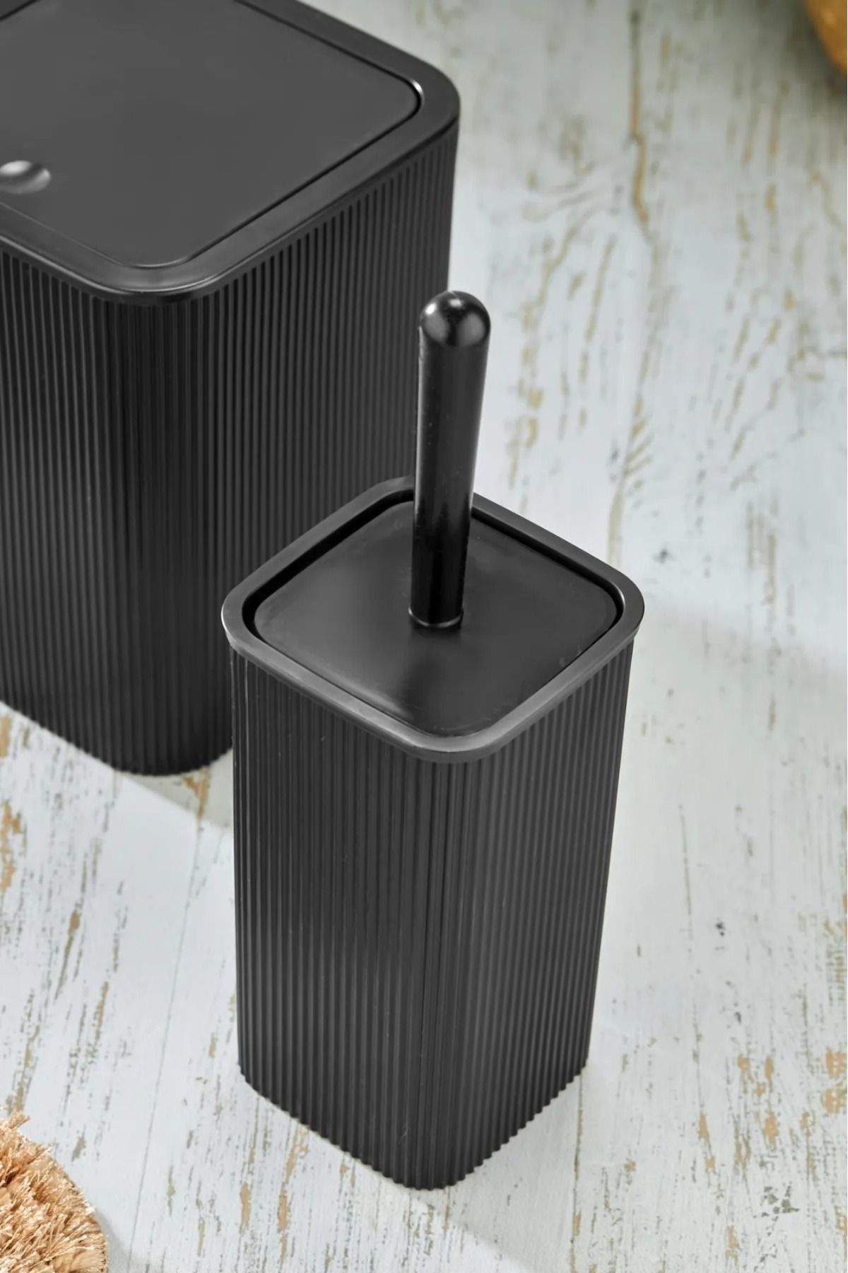 Kitchen Line KARE ÇÖP KOVASI TUVALET FIRÇASI SET 2'Lİ 5 LİTRE SİYAH