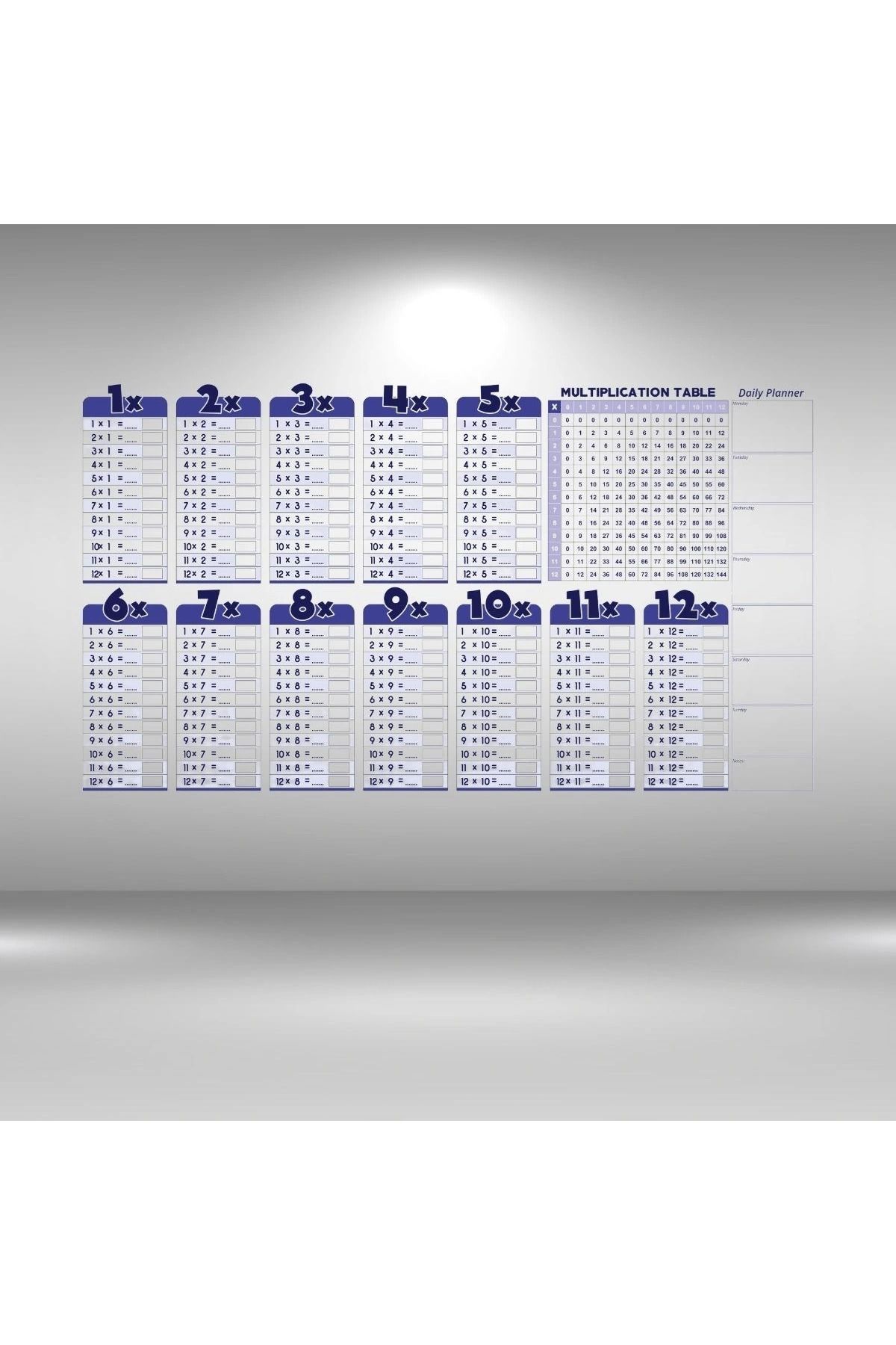 EGstore Statik Akıllı Kağıt Ingilizce Çarpım Tablosu 100x56 Cm(1 Adet Silgili Kalemli) (5047)