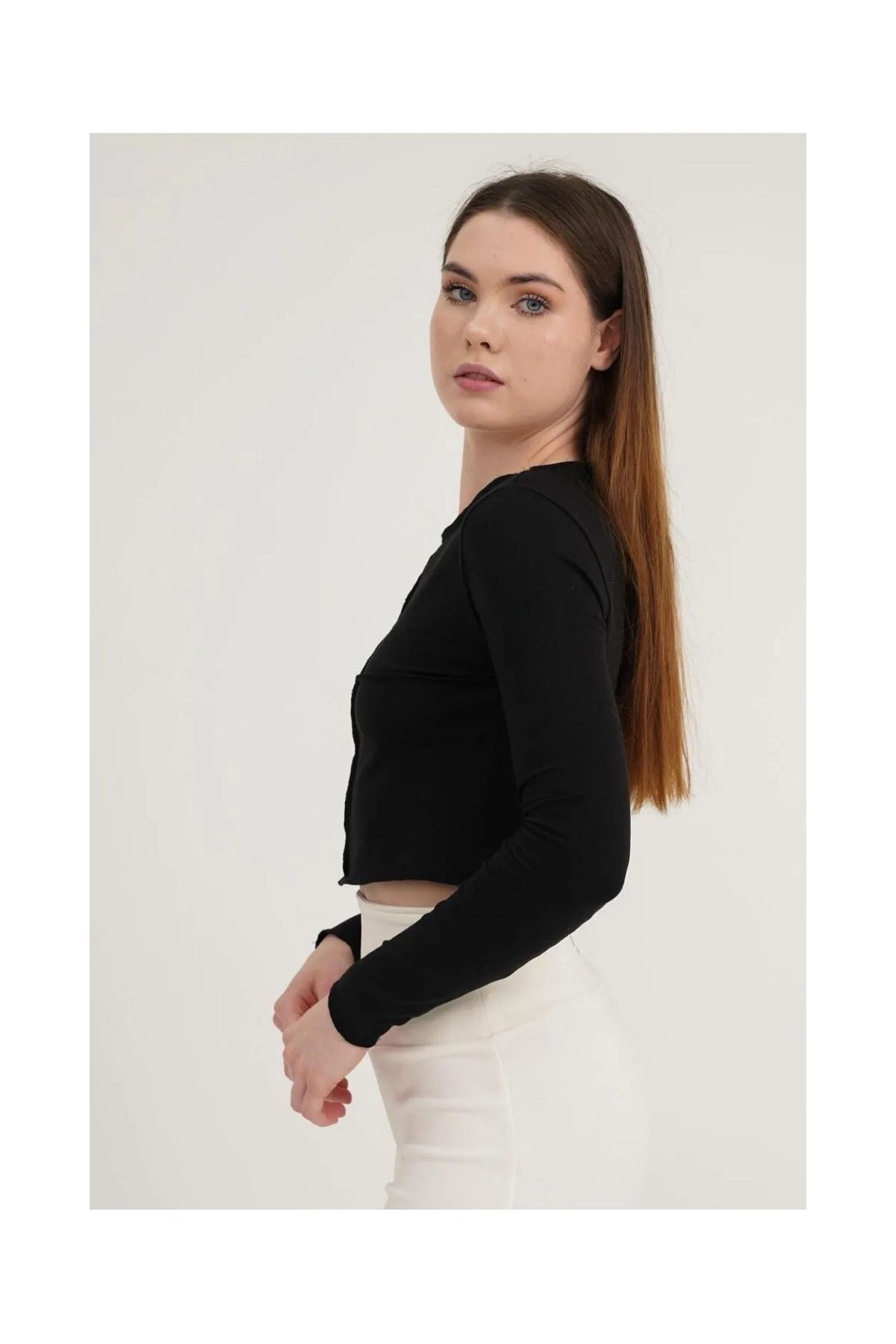 Le'sluette shadow of style Dikiş Detaylı Crop Siyah
