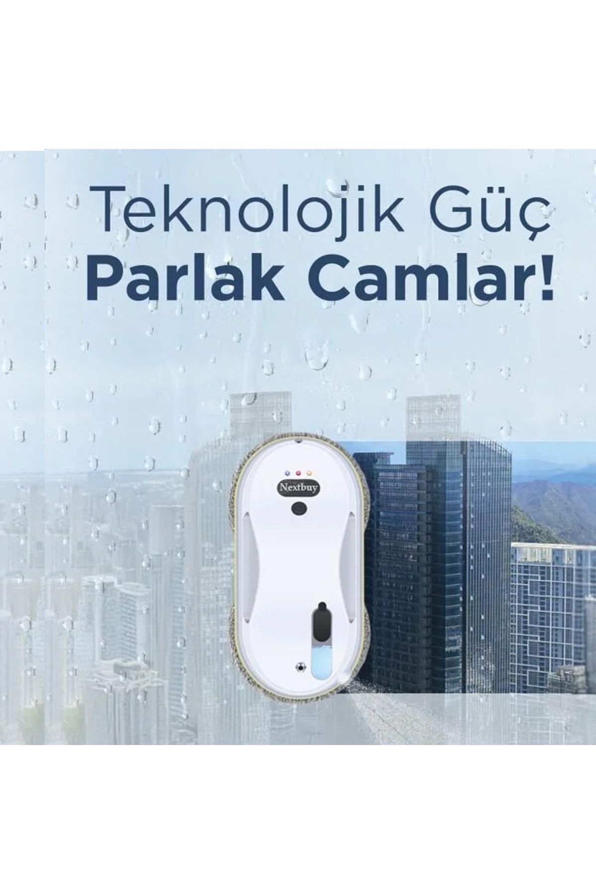 nextbuy Beyaz Su Püskürtmeli Uzaktan Kumandalı Kolay Temizlik Cam Pencere Temizleme Robotu