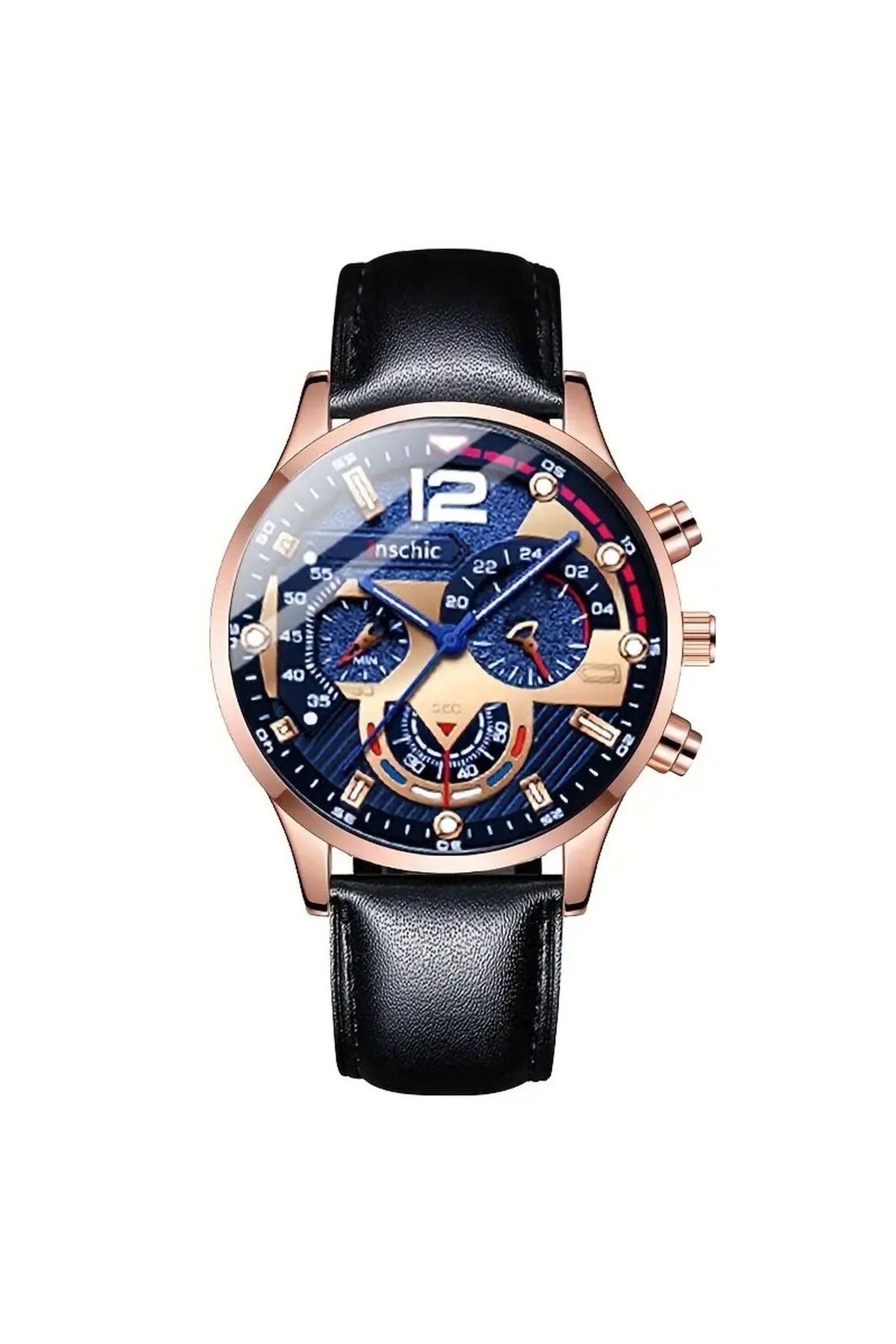 Feron accessories Erkek Spor Kronograf Deri Kordonlu Analog Kol Saati TM-508