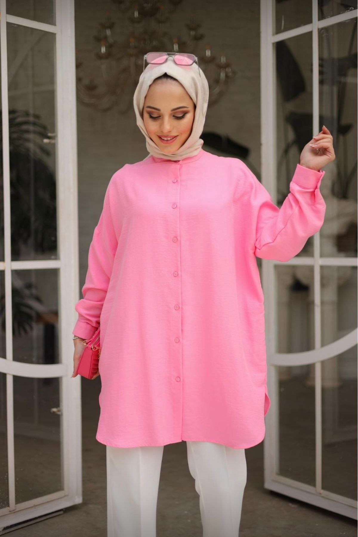 Butik N&G Hakim Yaka Oversize Pamuklu Gömlek