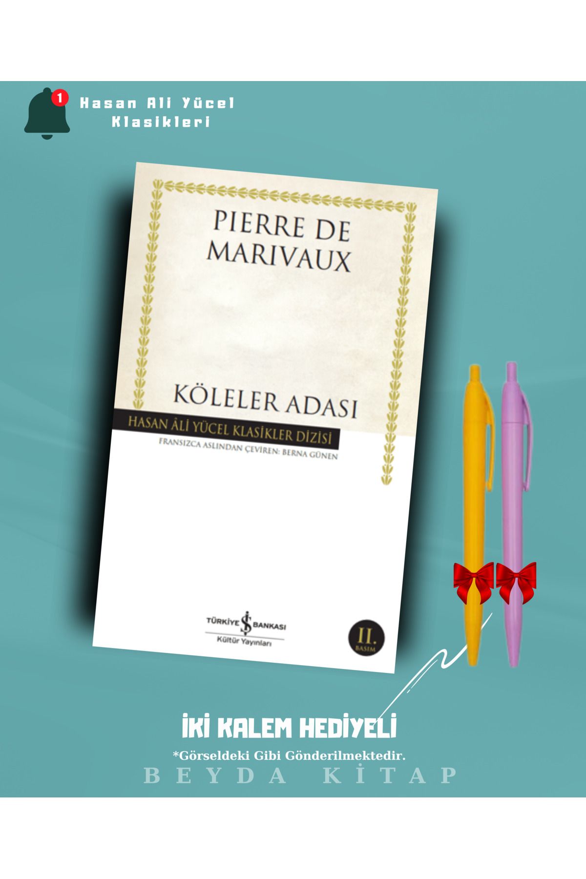 TÜRKİYE İŞ BANKASI KÜLTÜR YAYINLARI Köleler Adası - Pierre de Marivaux - İki Kalem Hediyeli - Hasan Ali Yücel Klasikleri - HAYKLM