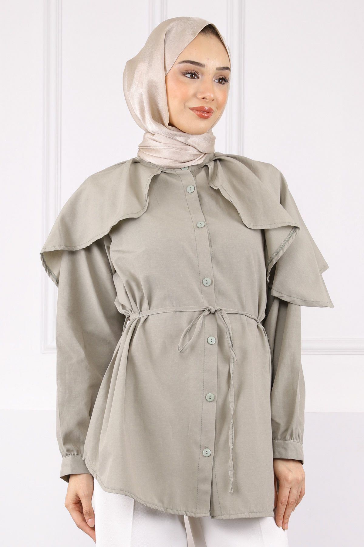 İmajButik Haki Pelerin Yaka Gömlek