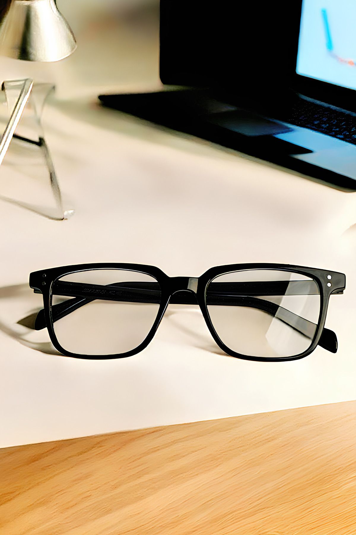 Eyesofia Unisex Vintage Blue Block Gözlük