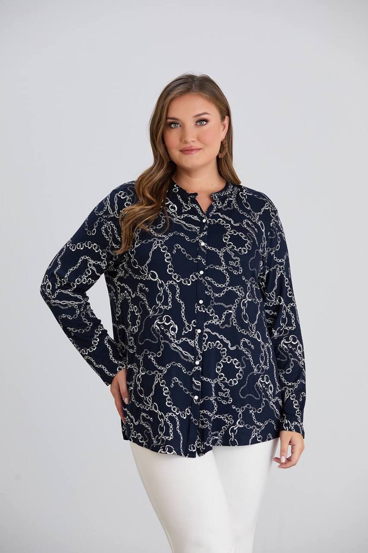 wearon tekstil KADIN VİSKON KUMAŞ ANNE BÜYÜK BEDEN GÖMLEK PENYE