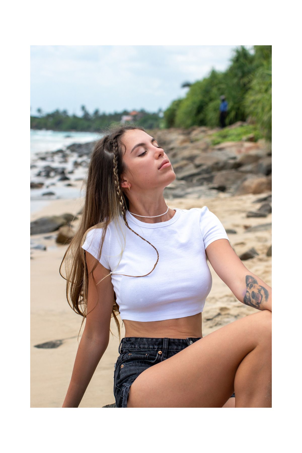 Le'sluette shadow of style Kadın Kısa Kollu Bisiklet Yaka Basic Crop Top Beyaz