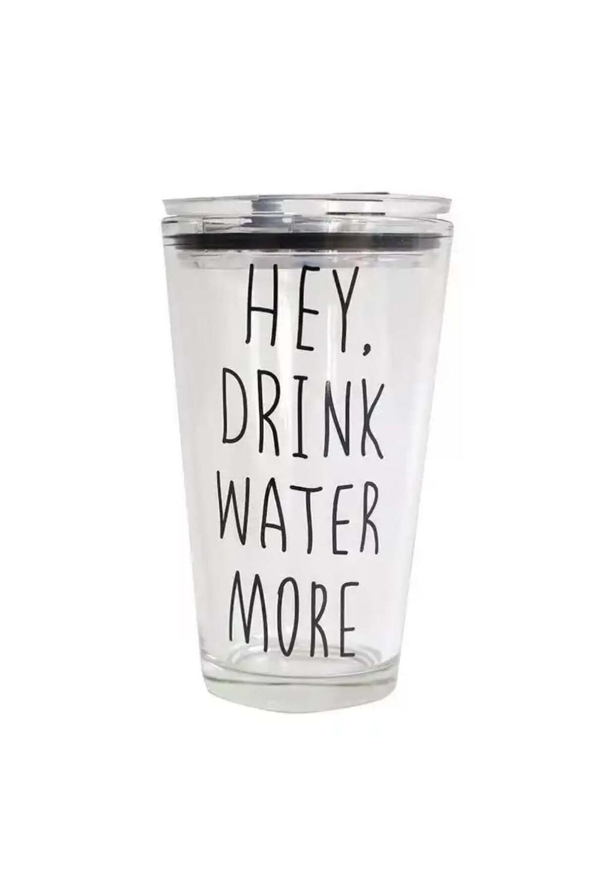 PUFO Cană De Cafea Transparentă Drink Water Cu Capac, 450 Ml - One Size