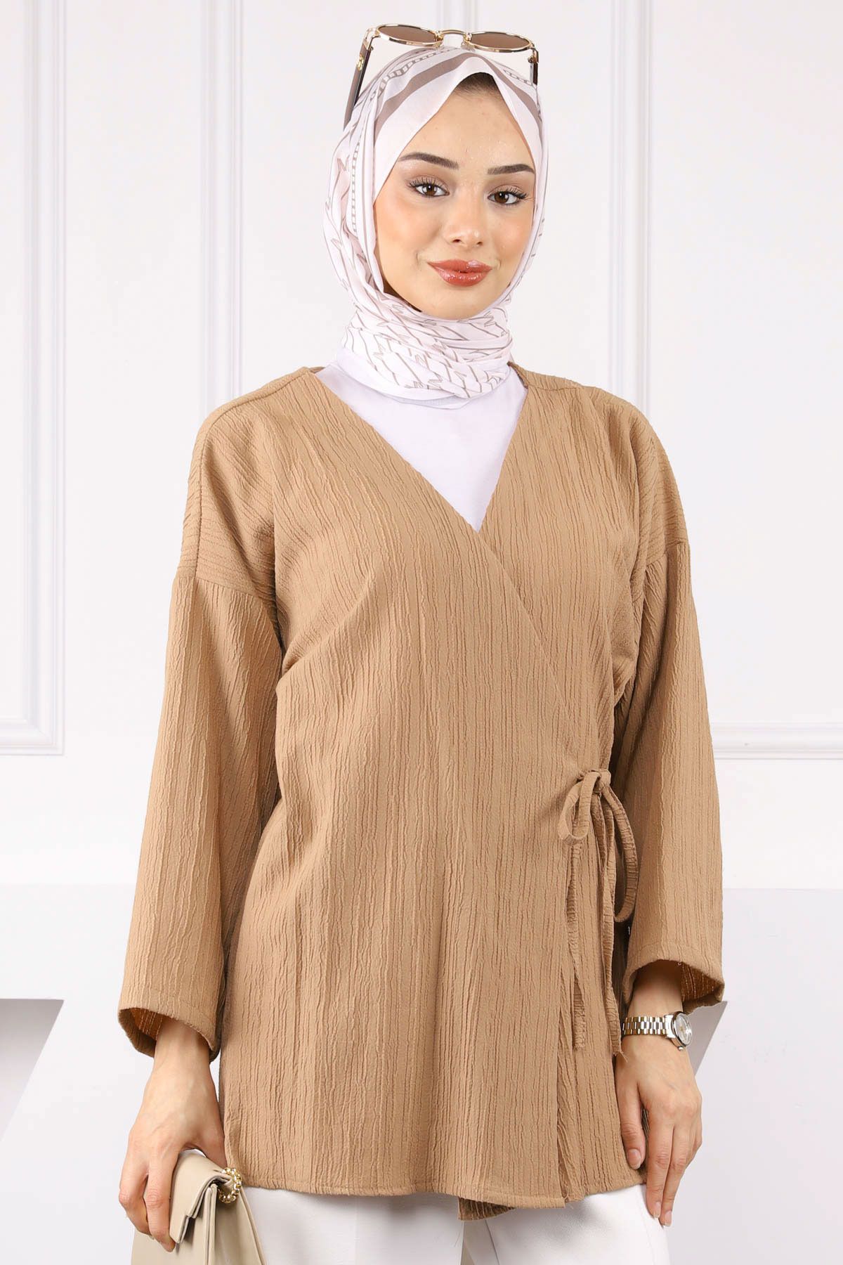 İmajButik Vizon Yan Bağlamalı Kimono