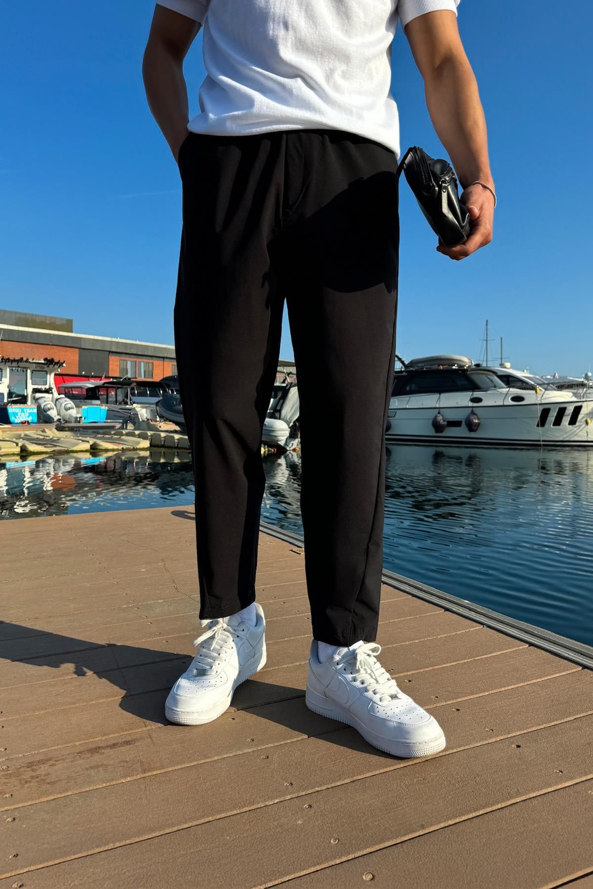 Flaw Wear Paraşüt Kumaş Boyfriend Kalıp Siyah Pantolon