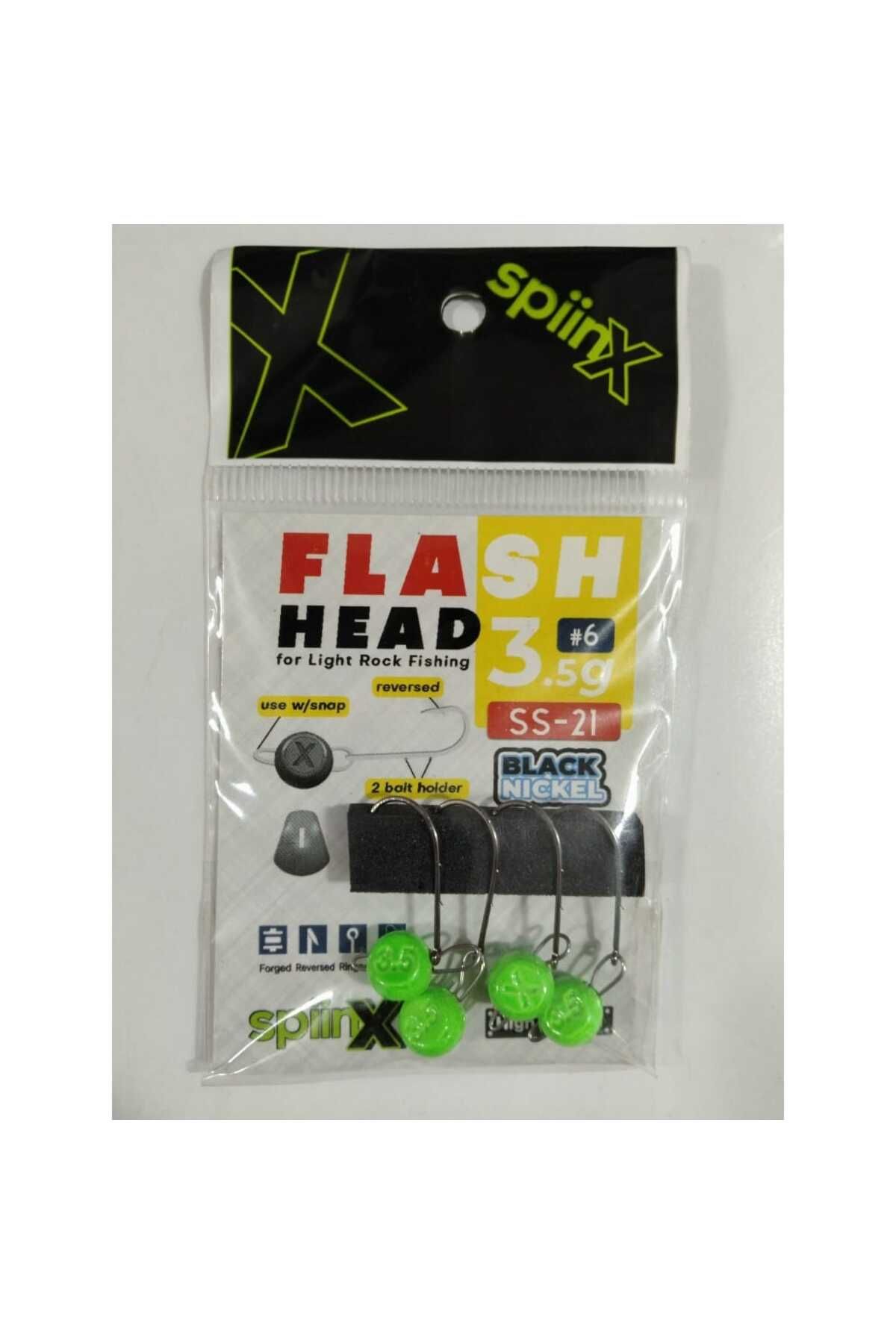 SpiinX FLASH HEAD JIGHEAD UV YEŞİL 3,5 GR - 4 PCS