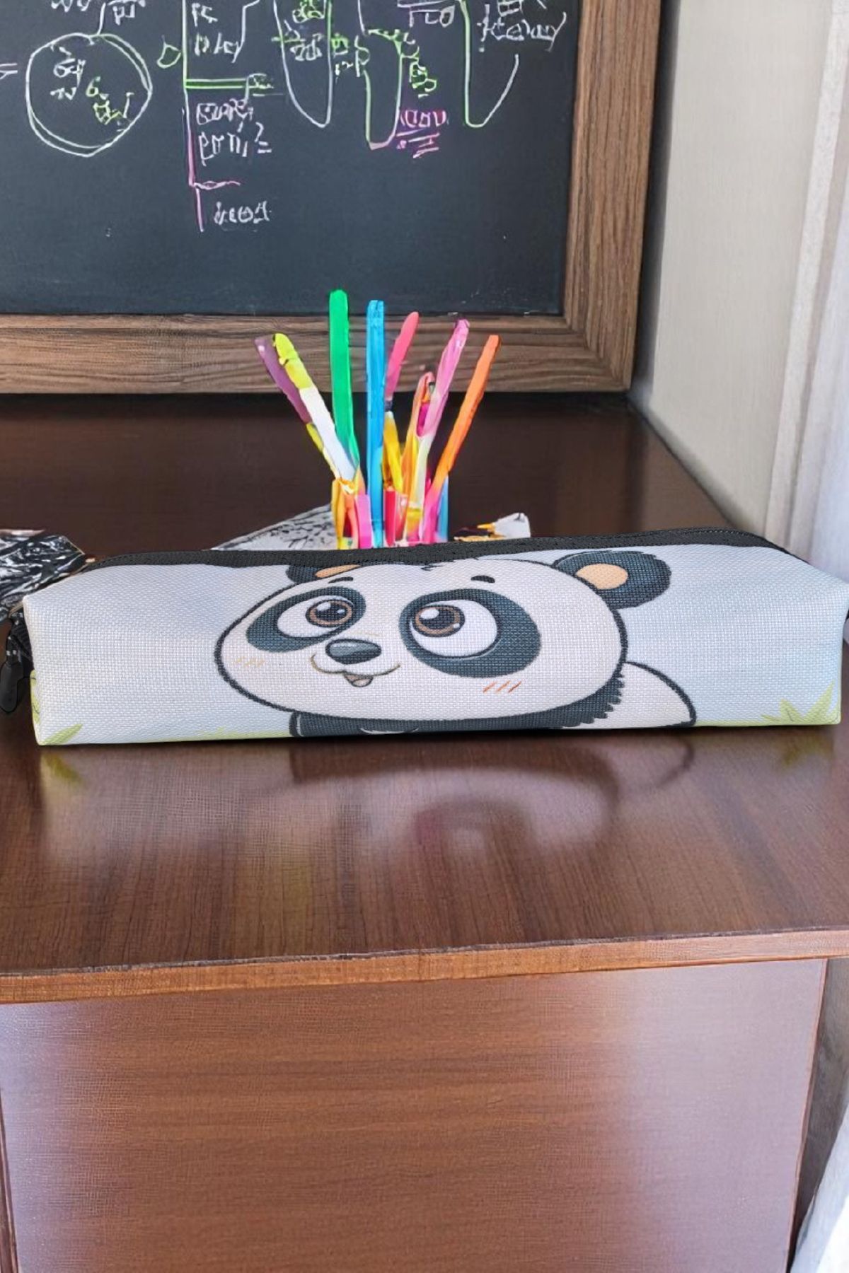 DUCS Panda Desenli Kalemlik Kalem Kutusu Cüzdan Makyaj Çantası - MK281