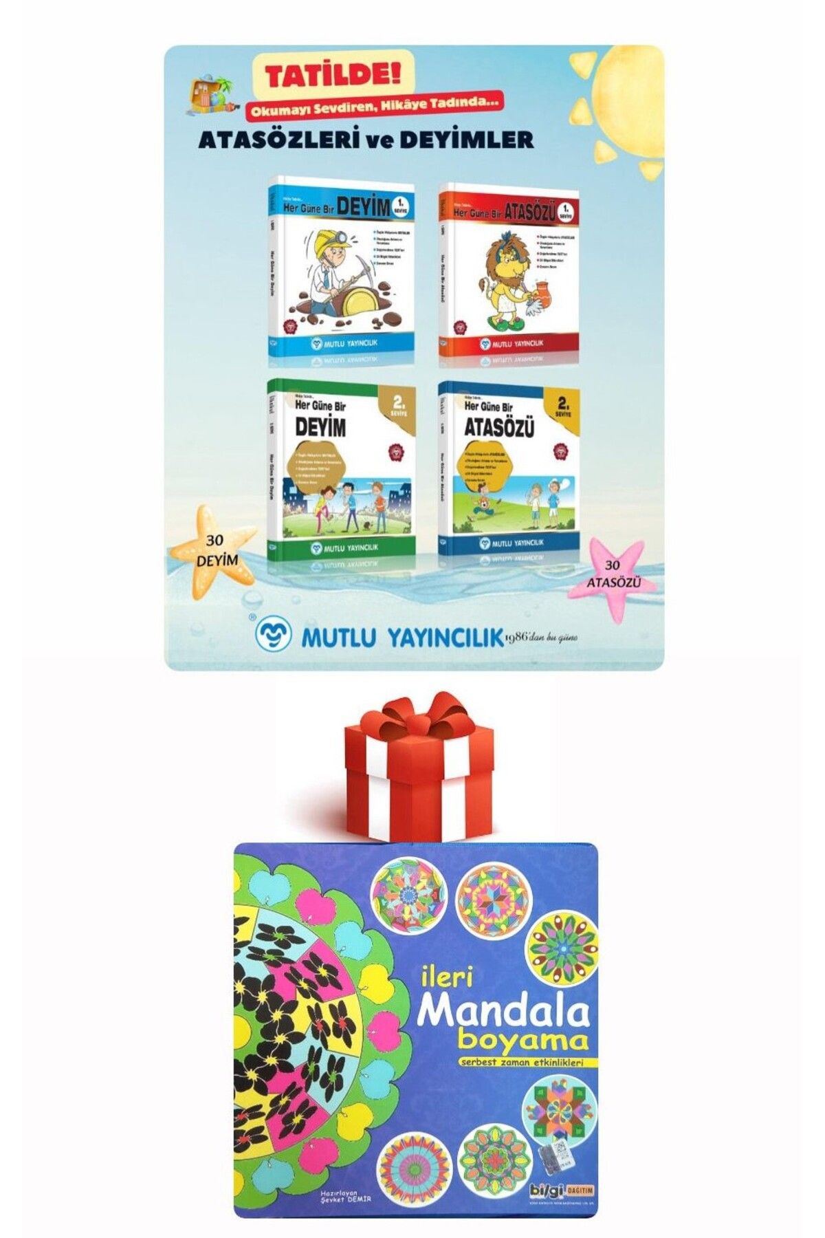 Mutlu Yayıncılık Her Güne Bir Atasözü 1. Ve 2.Seviye + Her Güne Bir Deyim 1. Ve 2.Seviye 4'Lü Set MANDALA HEDİYELİ