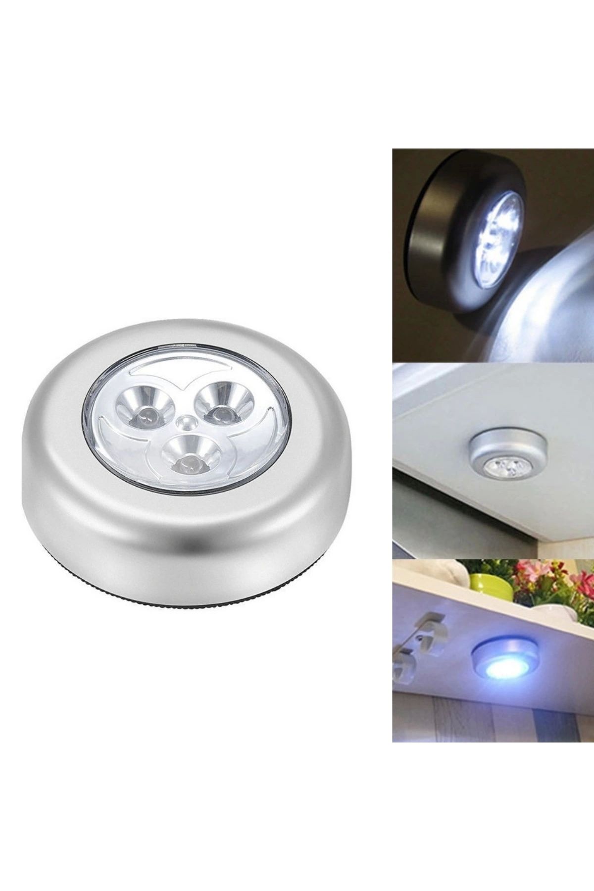 STOREMAX Kablosuz Spot Pilli Dokunmatik Led Lamba 3 Ledli Dolap Lambası (5047)