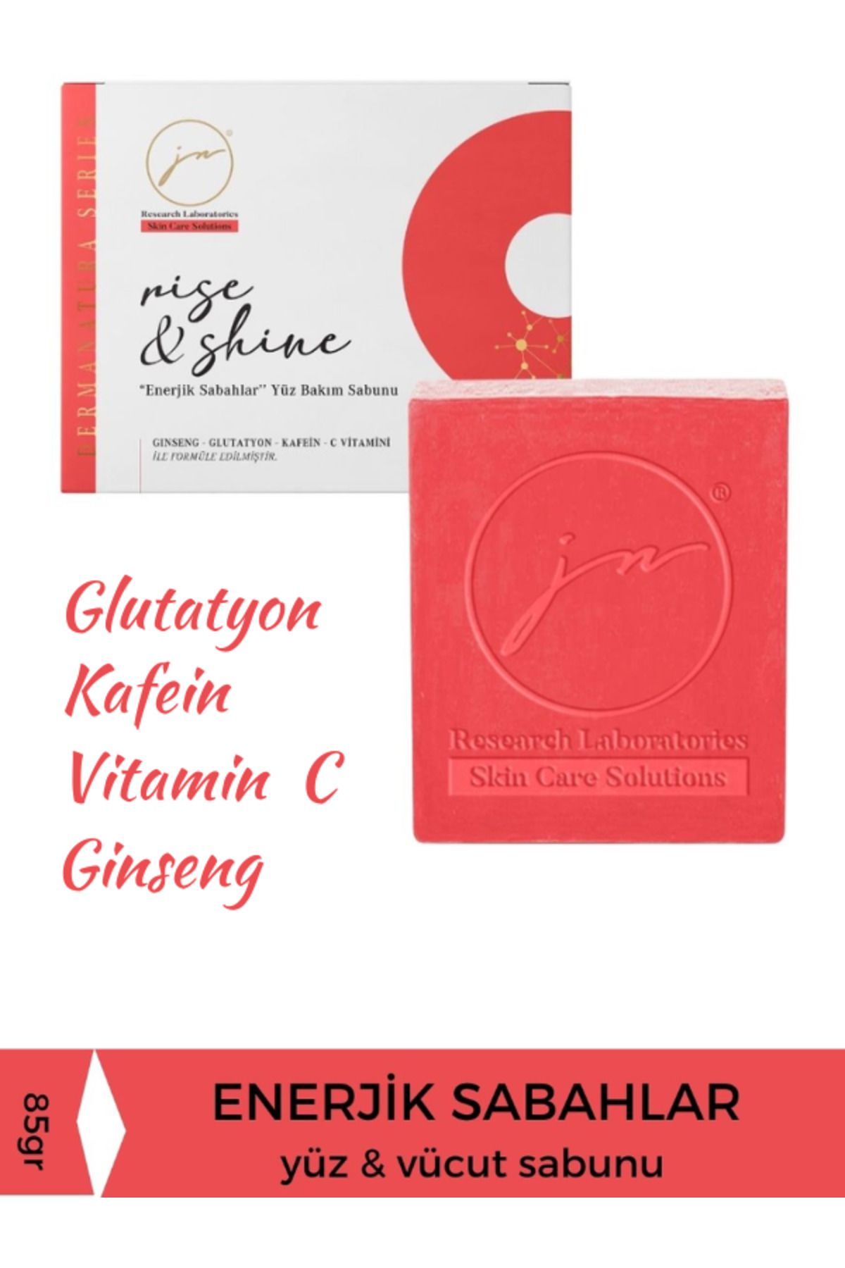 ALLStore Jimena Natural ENERJİK SABAHLAR GLUTATYON & KAFEİN & VİTAMİN C & GİNSENG SABUNU 85 GR