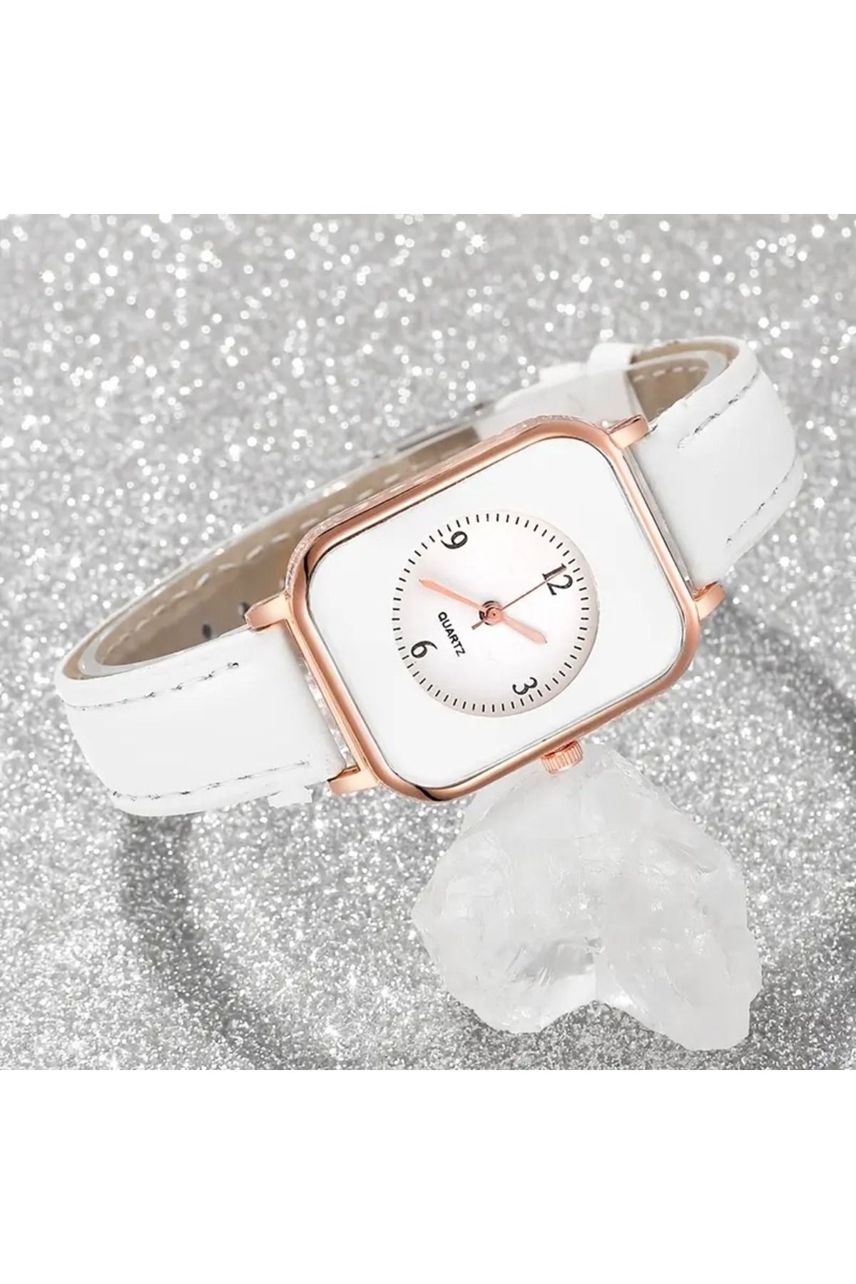 Feron accessories Kadın Şık Deri Kordonlu Kare Kasa Quartz Kol Saati - 3 Renk B-104