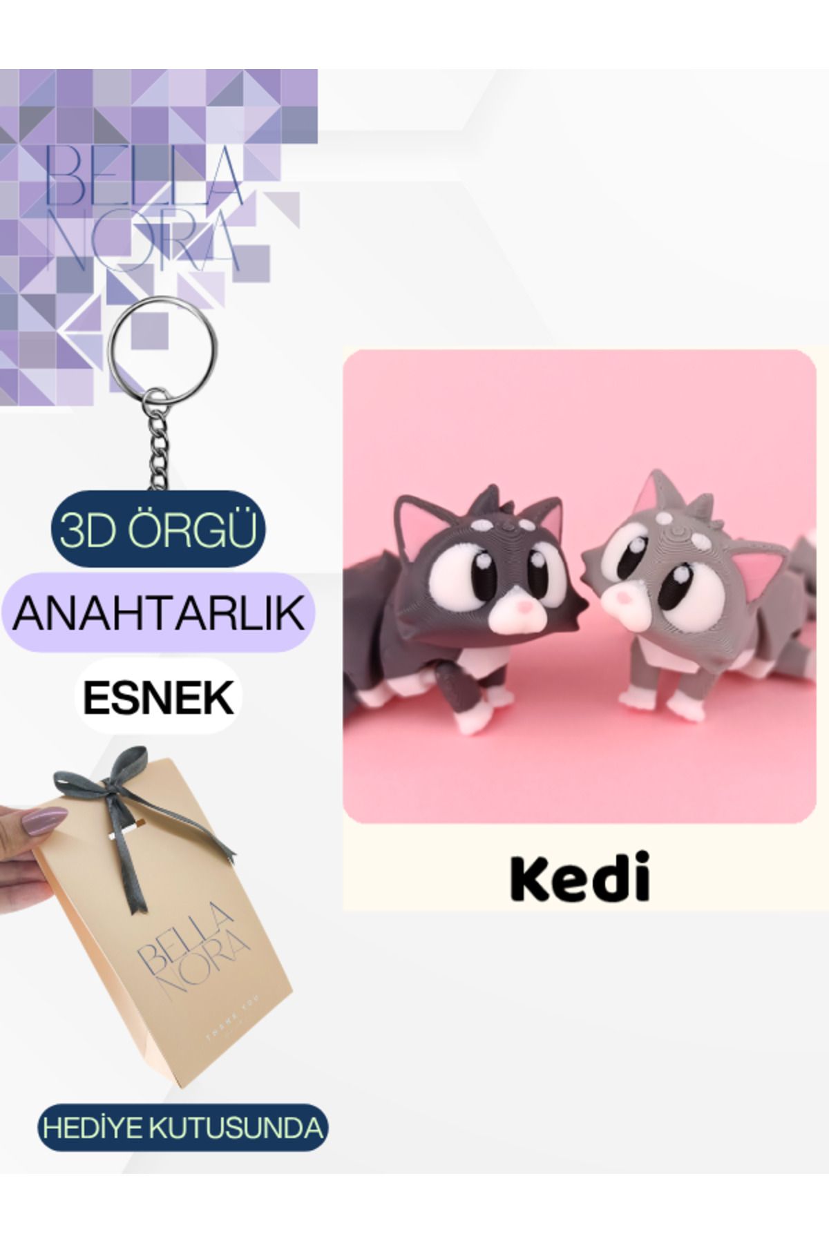 Bellanora Örgü Anahtarlık Sevilen Esneyebilir Sevimli Hayvanlar Amigurumi Çanta Süsü Özel Hediye Kutusunda