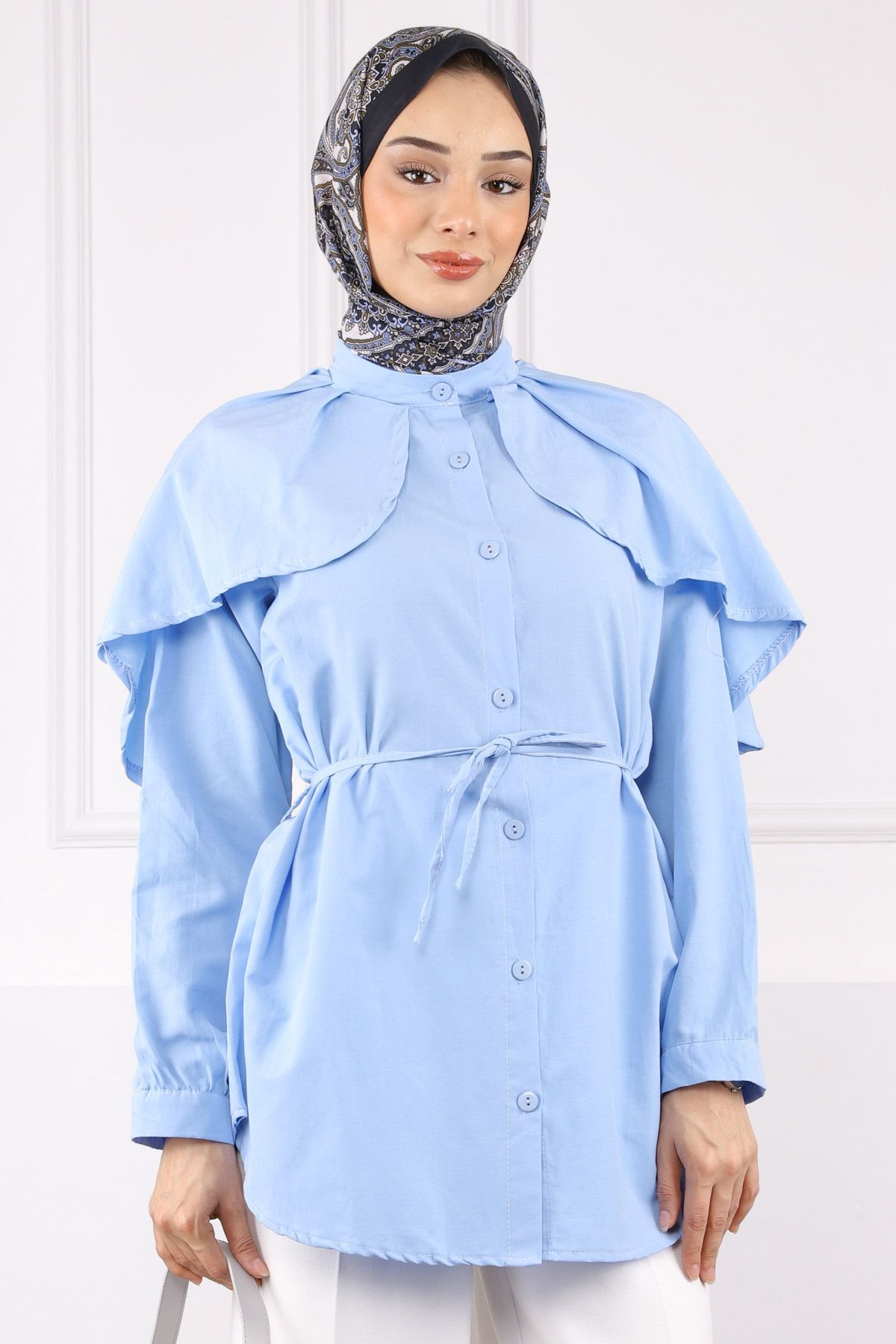 İmajButik Bebe Mavi Pelerin Yaka Gömlek