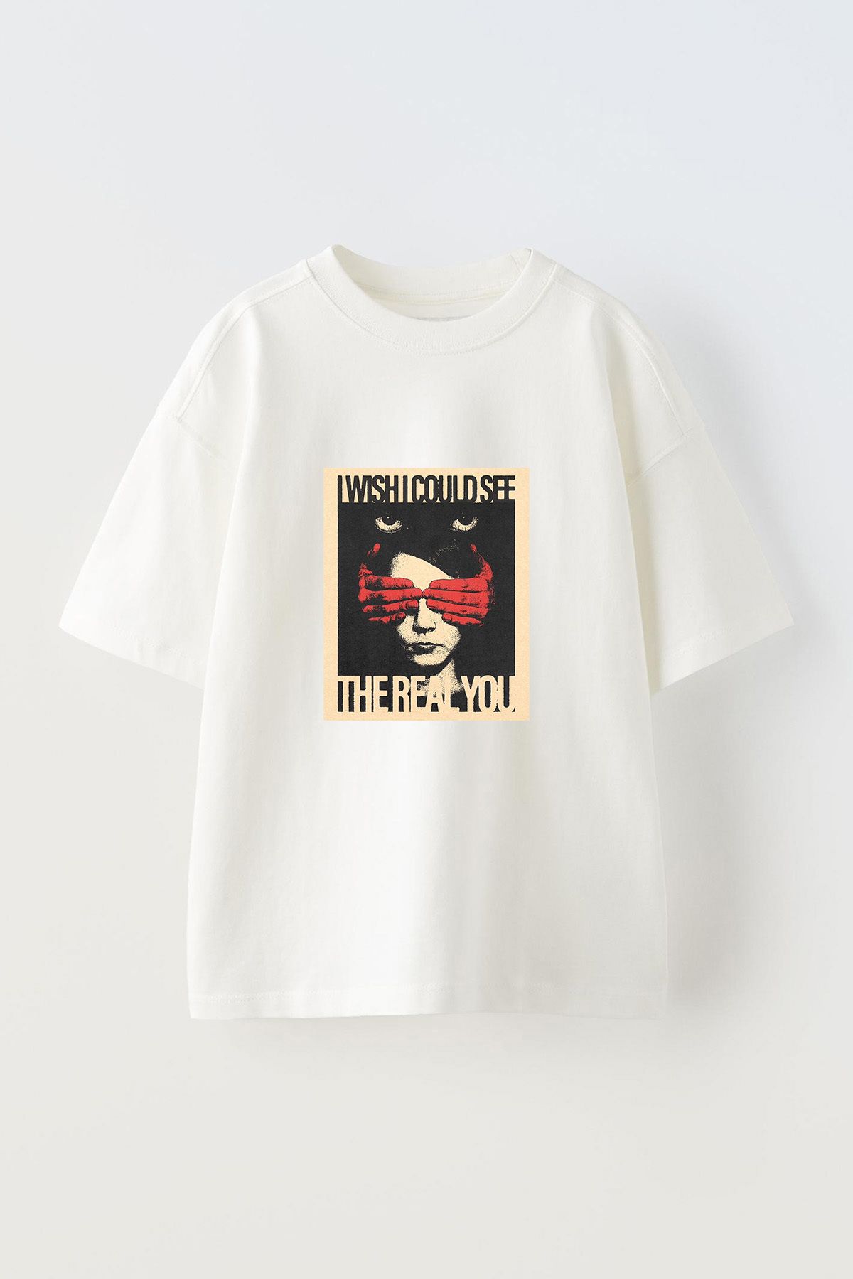 Anetos The Real You Ön Baskılı Pamuk Beyaz Oversize T-shirt