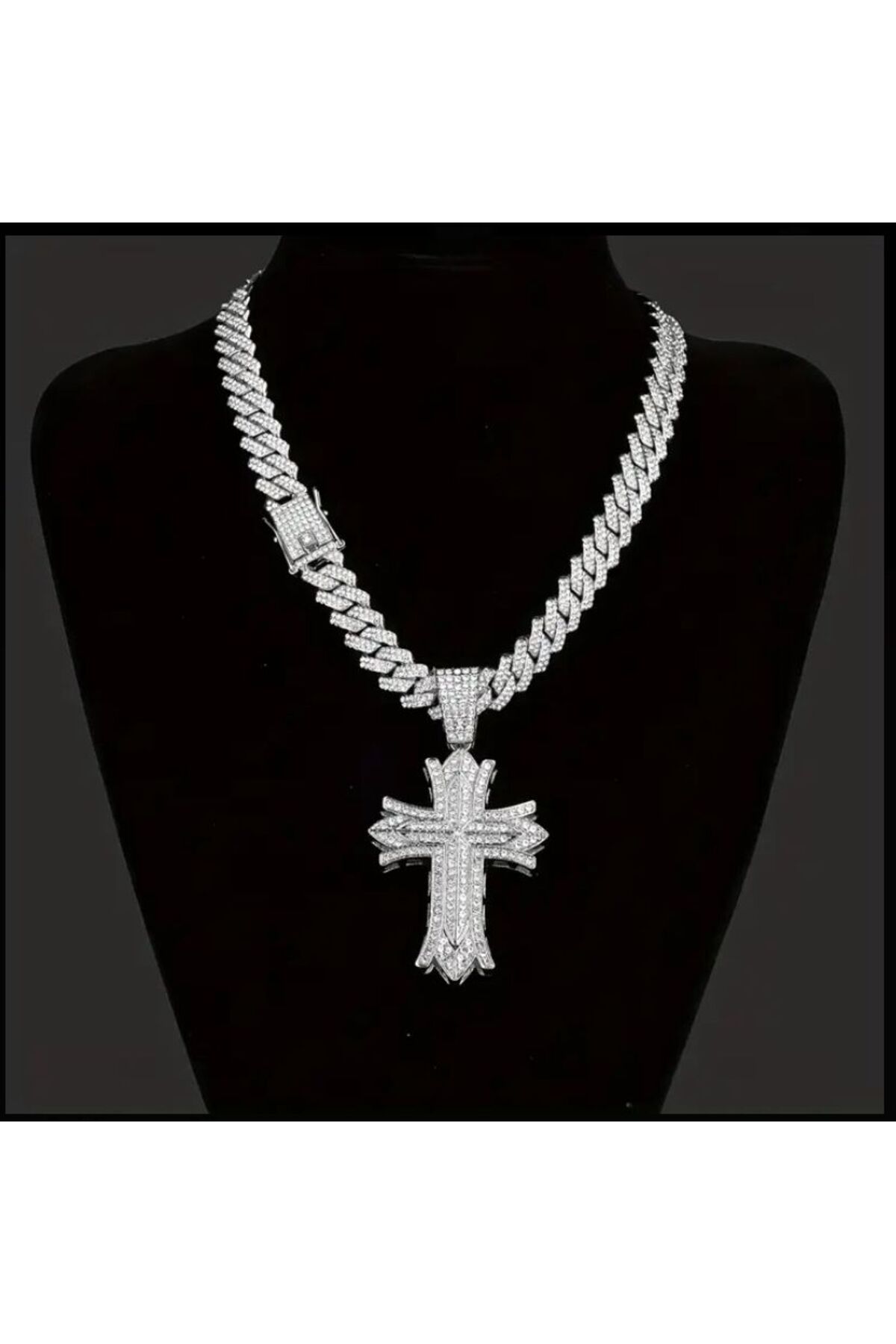 Fashion Necklace iced Out Cross Pendant Necklace for Men & Women - Sparkling -Encrusted jewelry,