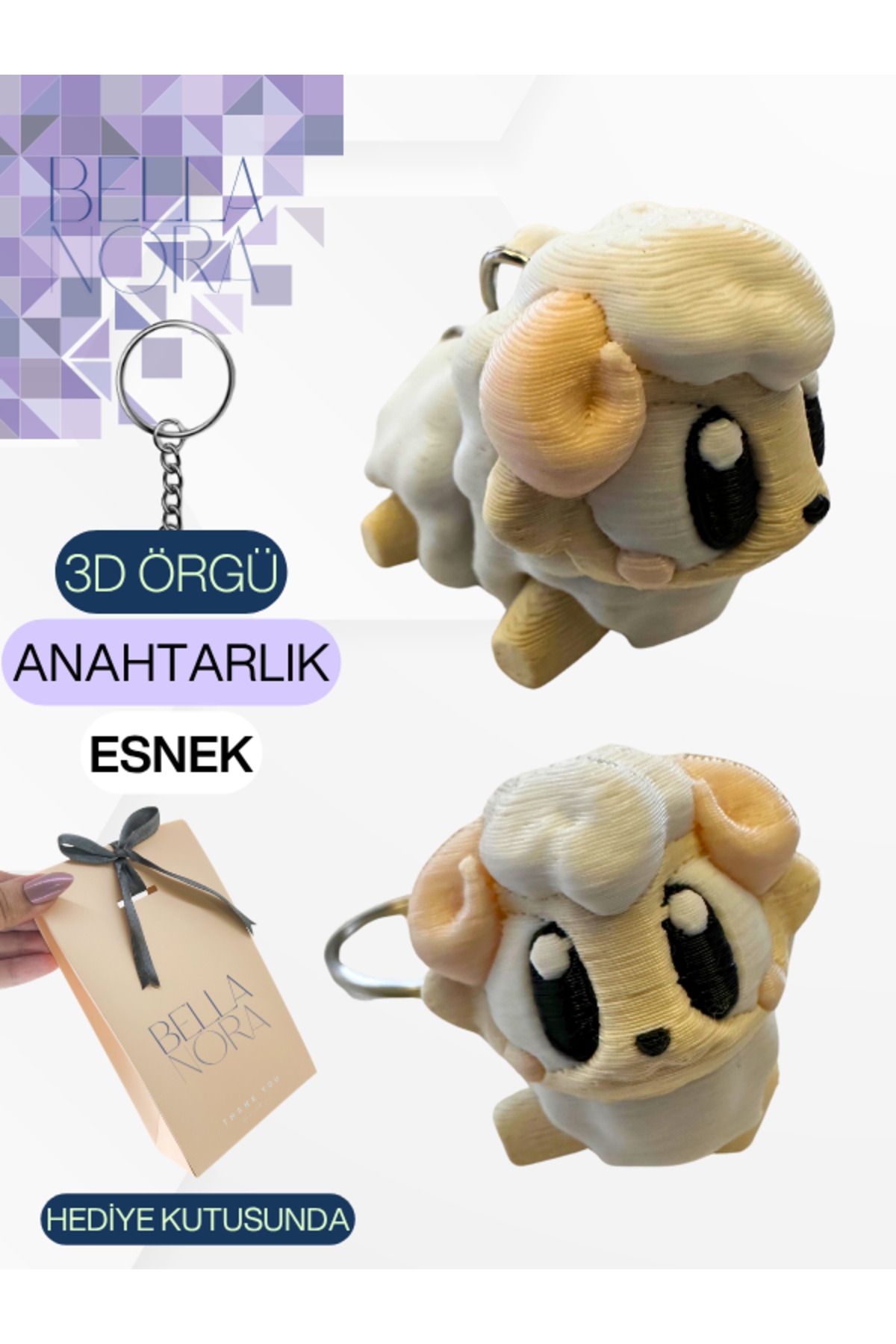 Bellanora Örgü Anahtarlık Sevilen Esneyebilir Sevimli Hayvanlar Amigurumi Çanta Süsü Özel Hediye Kutusunda