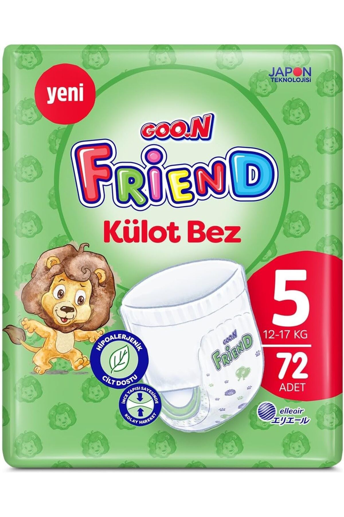 Mu Art Ahşap Goon Friend 5 Numara Külot Bebek Bezi - Cilt Dostu - 72 Adet