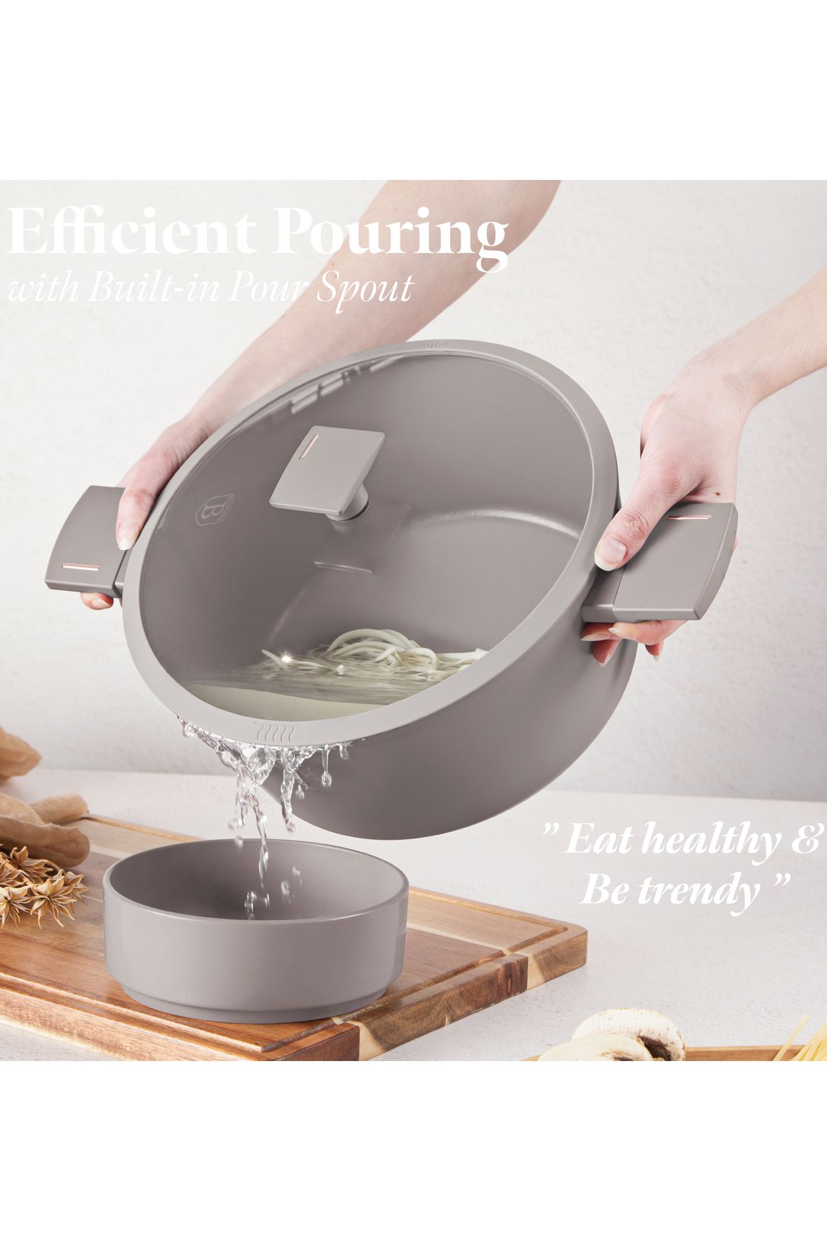 Berlinger-Titanium Pot With Lid Non-stick 6,1 L - 28 Cm Taupe Collection Induction All Stoves 3