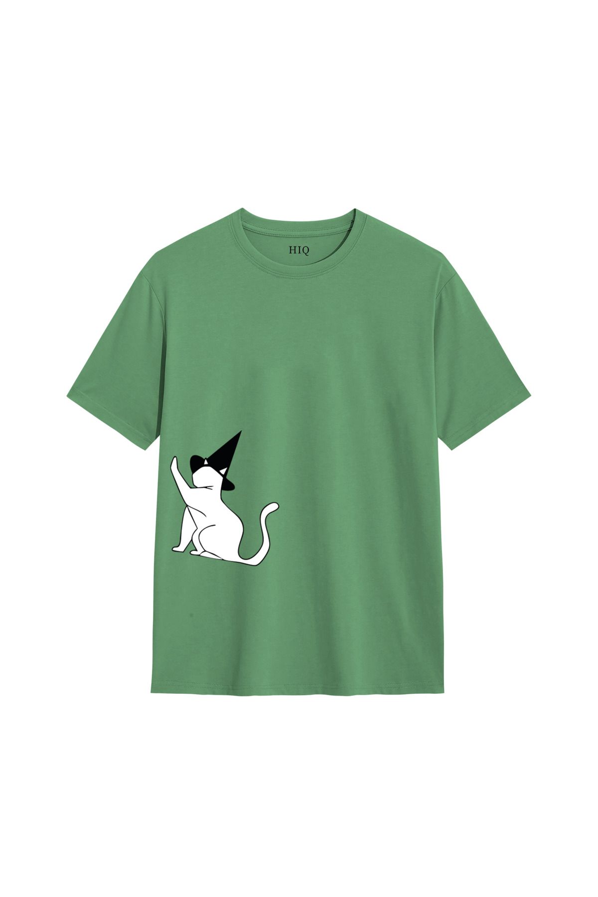 MODA COUPLE BEYAZ KEDİ Baskılı Oversize Tshirt