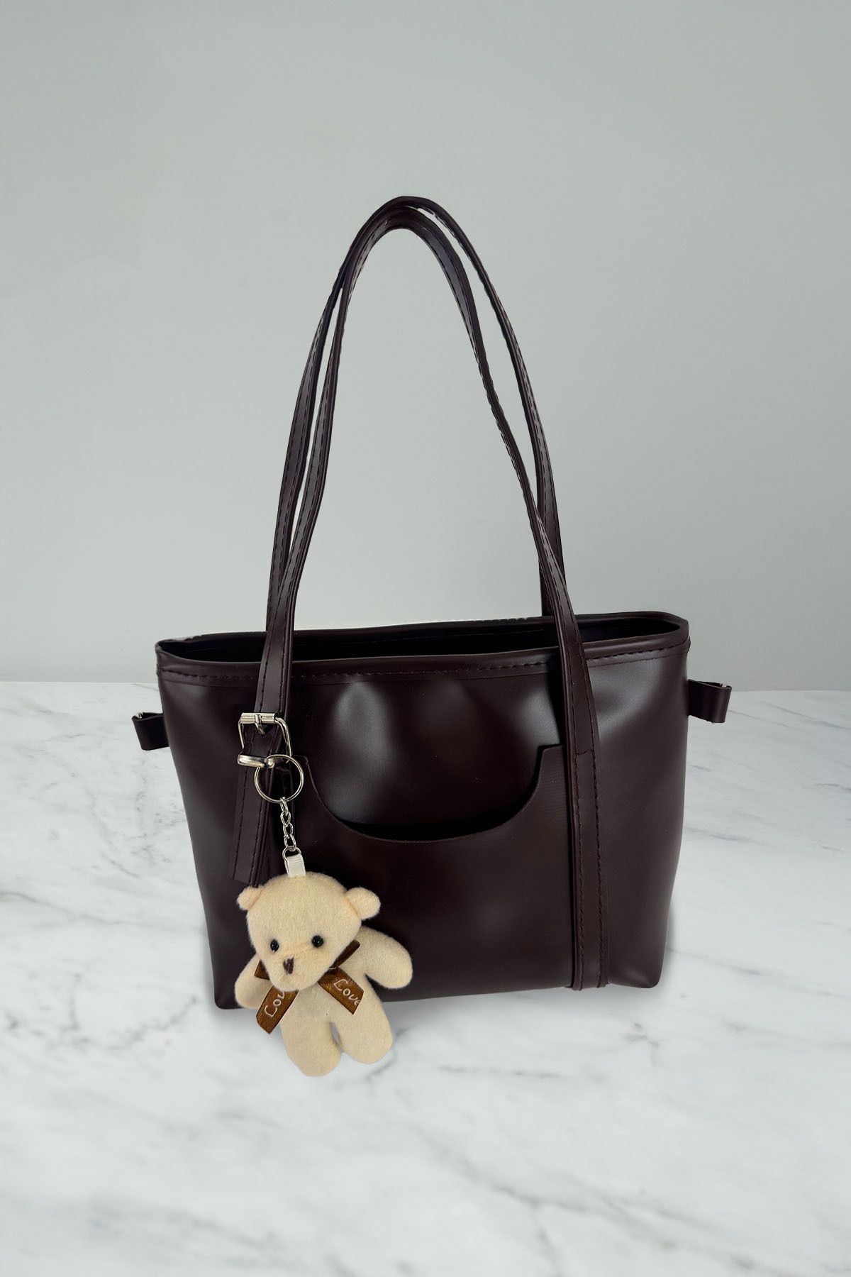CAN BAG STORE Fermuarlı Kadın Omuz Çantası Ayıcık Hediyeli