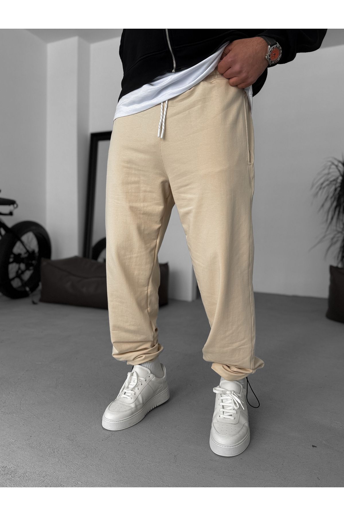 BYBASICMAN Bej Basic Stoper Eşofman KE-7018