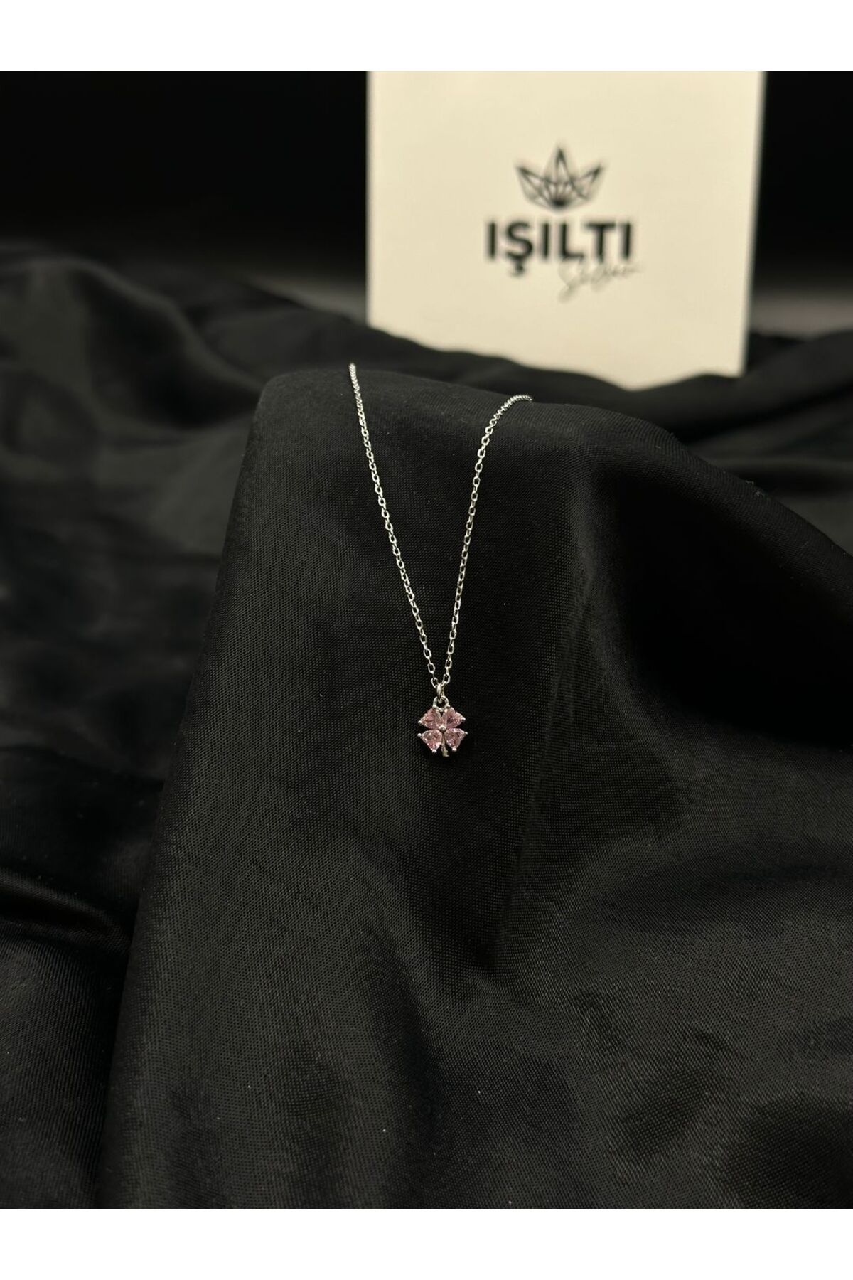 Işıltı Silver 925 Gümüş | Taşlı Minimal Yonca Kolye
