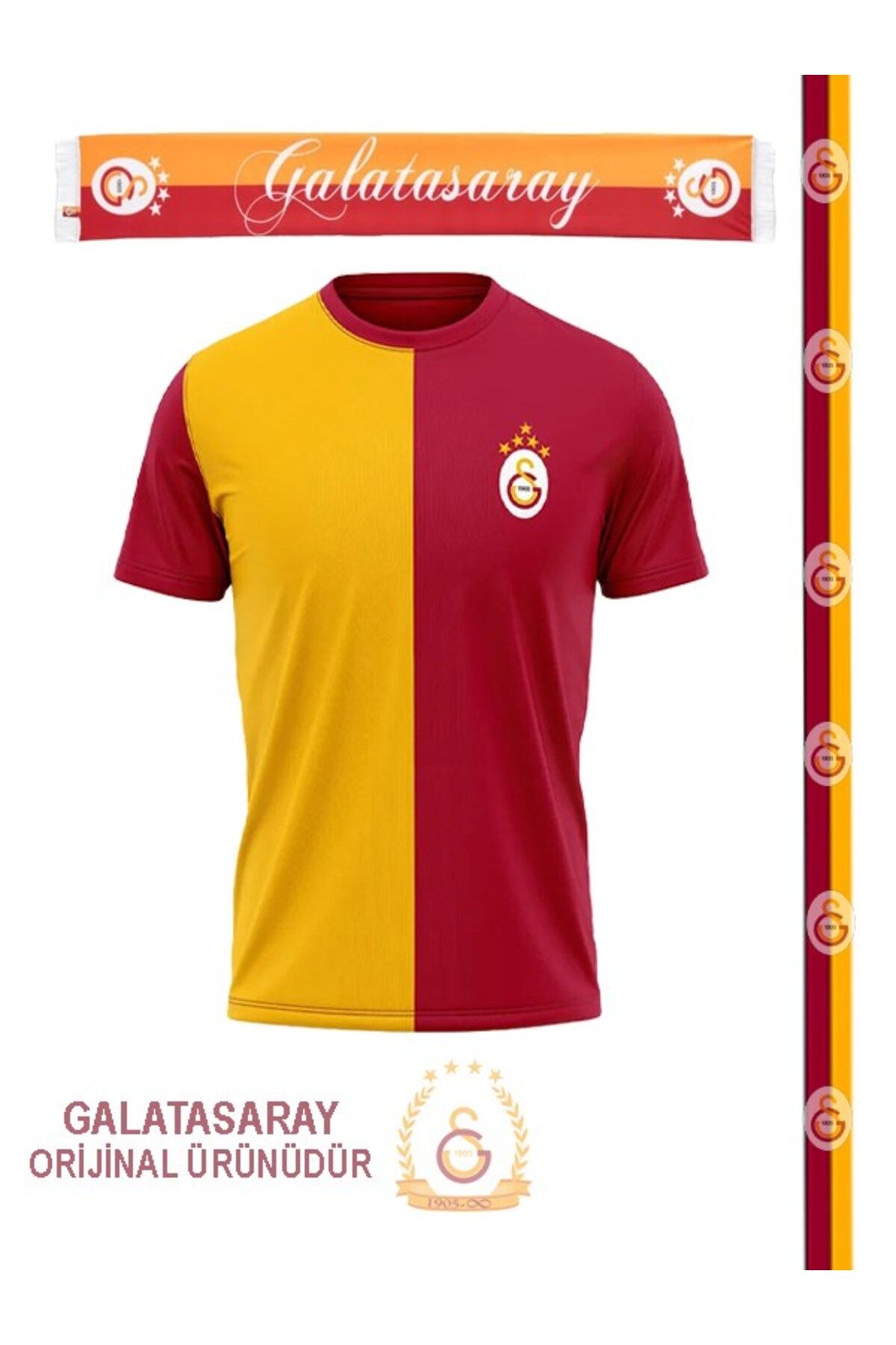 Galatasaray Orijinal 5 Yıldız Parçalı Forma T-shırt Ahşap Kutu Hediyeli