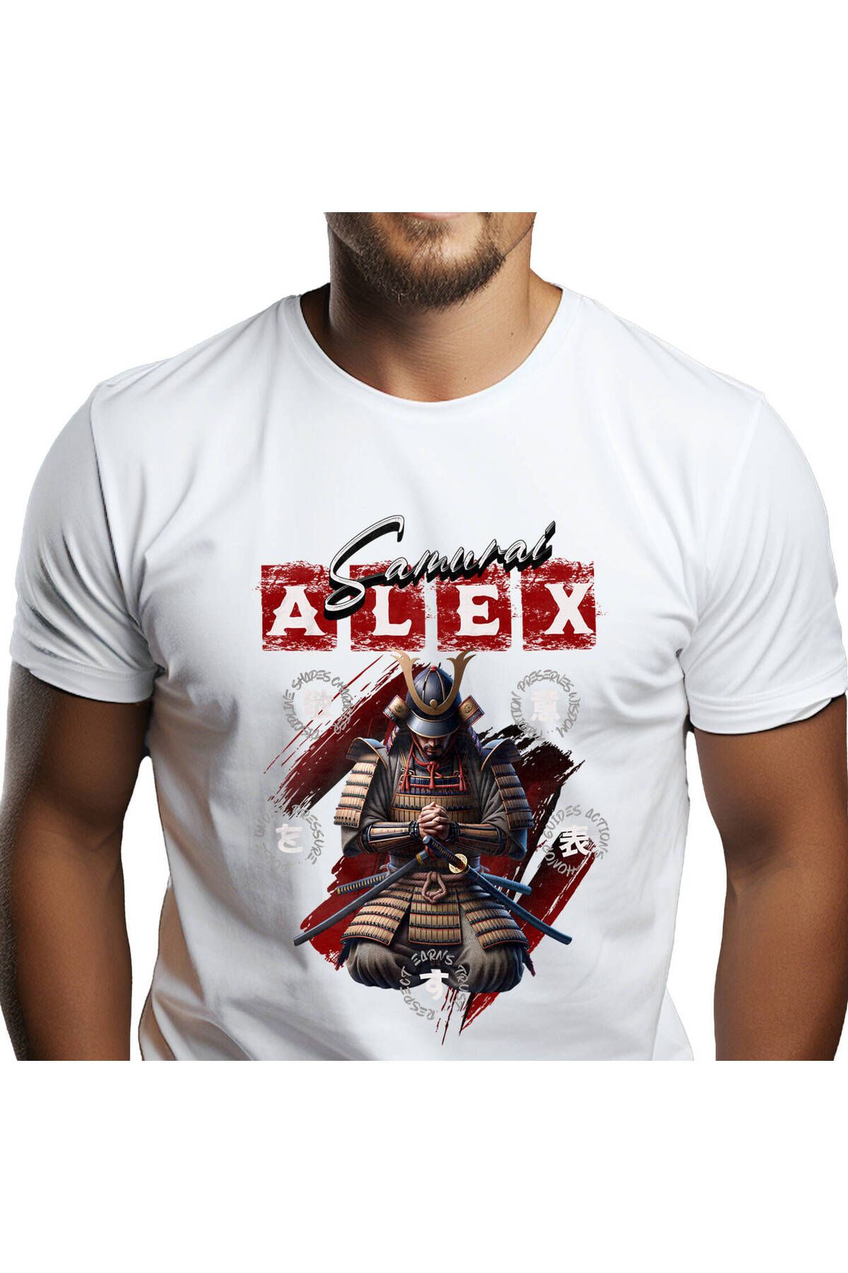 StoryGift Romania Tricou Barbati Cu Samurai Ninja Cultura Chinezeasca Armura Rugaciune Cu Imprimeu,white_xs Masculin - M