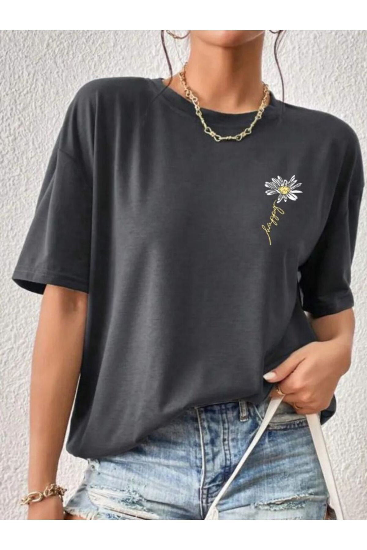 Perodia Füme PAPATYA Baskılı T-shirt