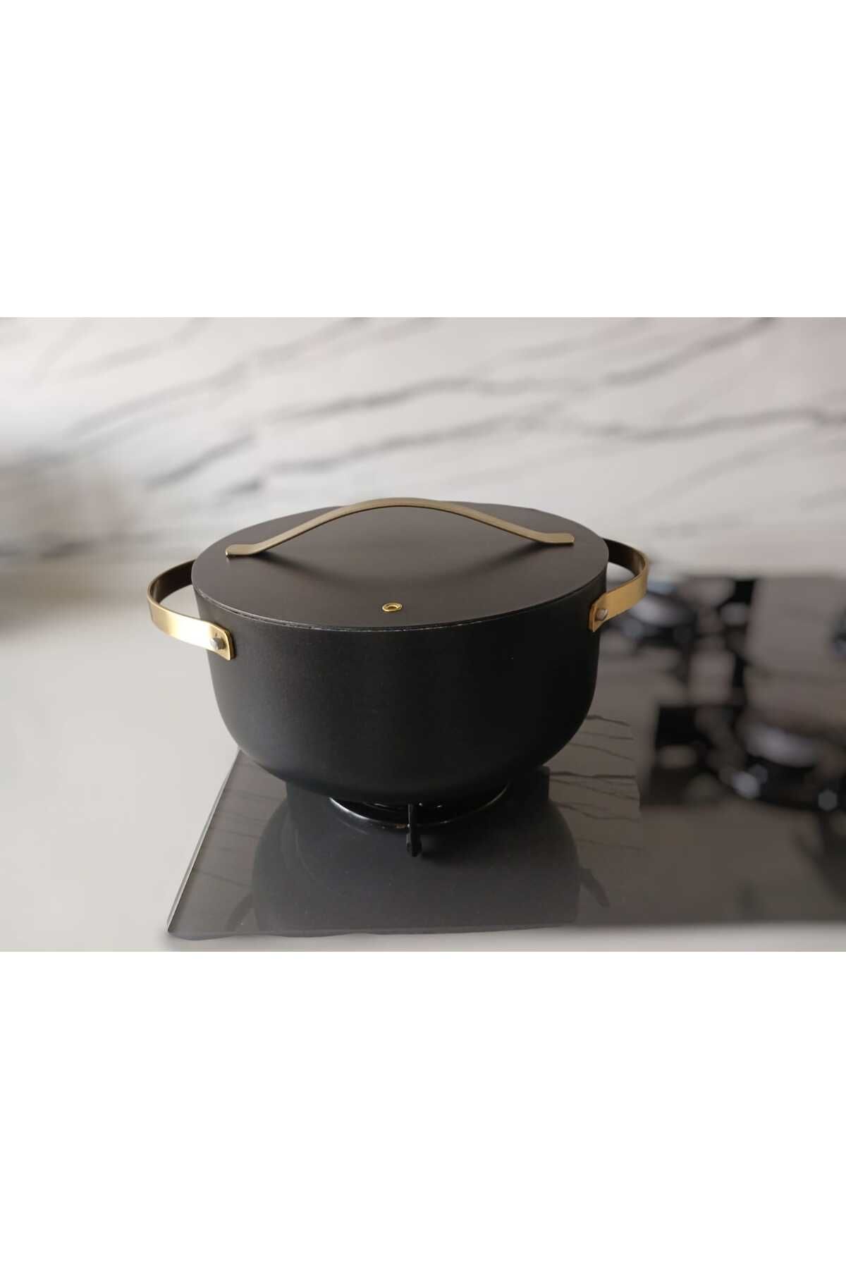 RaleHome Gold-Siyah Granit Çorba Tenceresi 24 Cm