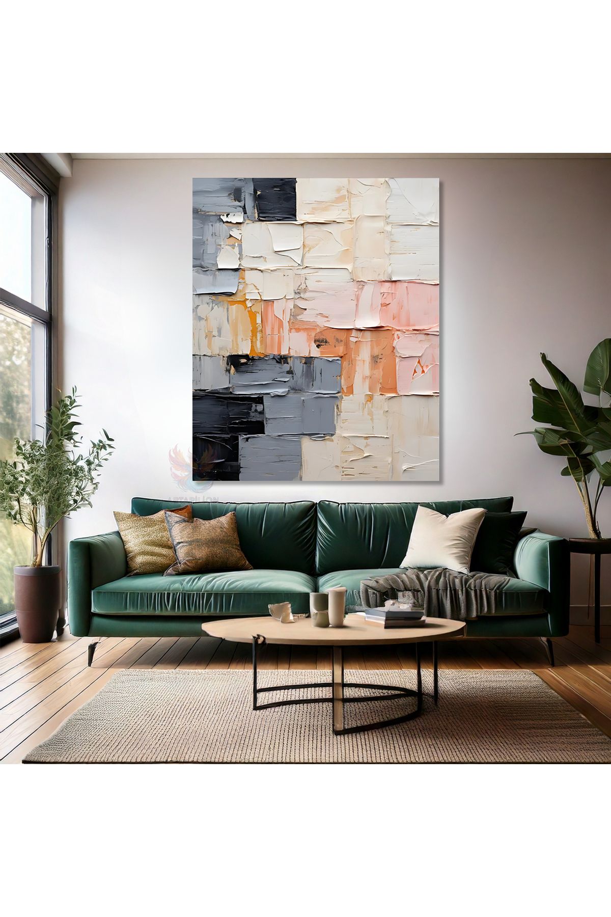 Artarilion Yağlı Boya Görünümlü Soyut Kanvas Tablo Sade Modern Salon Tablosu Dekorasyon Kanvas Duvar Tablosu