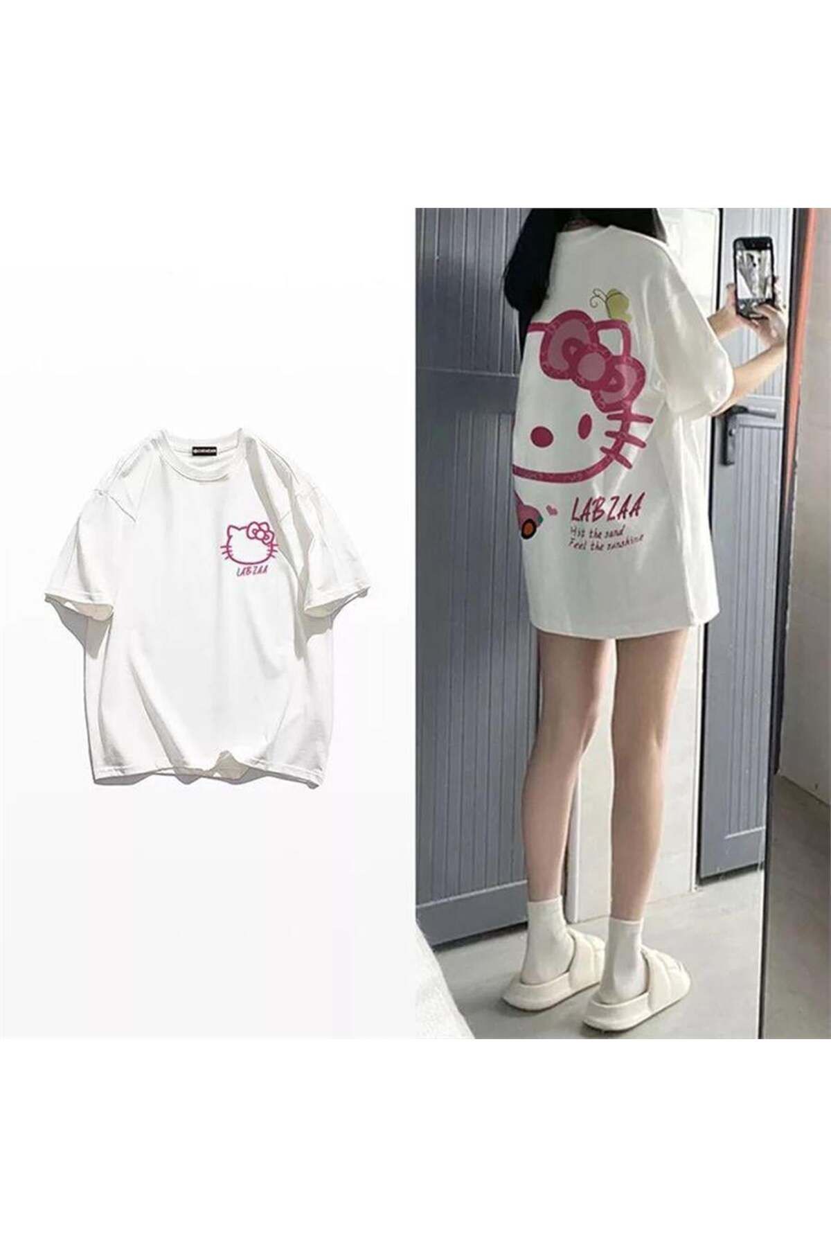 BALİNA Beyaz Hello Kitty Labzaa (Unisex) T-Shirt