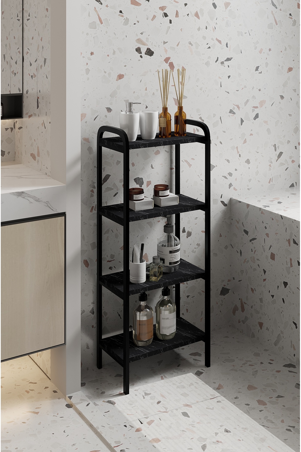 Miyo Bathroom Organizer Kitchen Shelf Bathroom Cabinet Multipurpose Cabinet 4 Tier Metal Kitchen Organizer